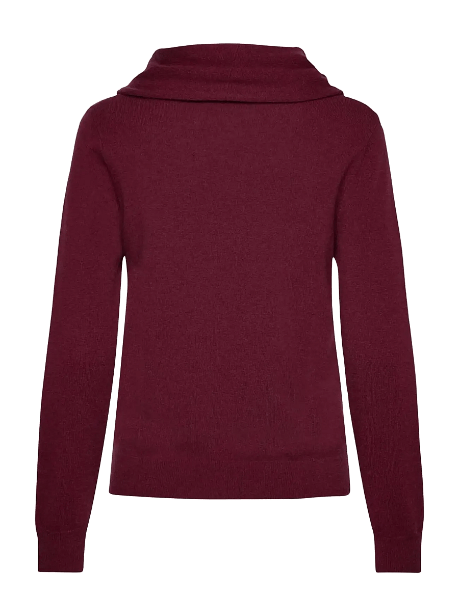 Rosemunde - RWLaica Cashmere LS Waterfall Collar Pullover - kašmiir - windsor wine - 1