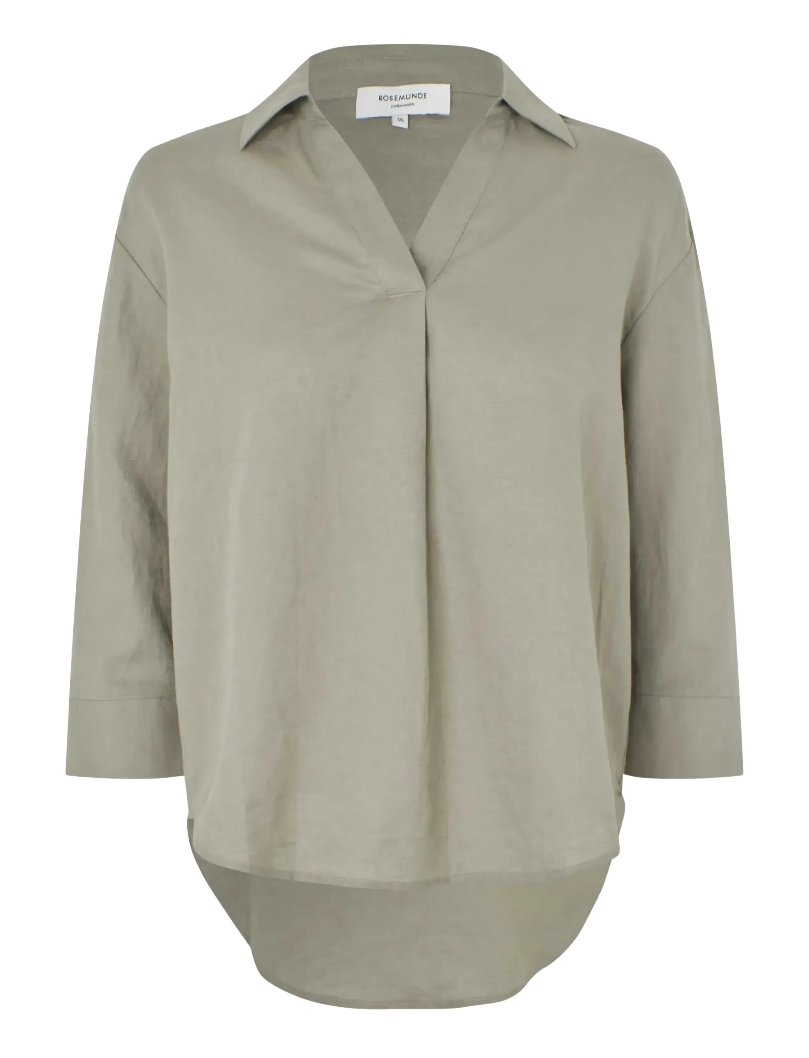 Rosemunde RWEsther Linen 3/4 Sleeve Shirt - Tøj - DRIED SAGE / khaki/green