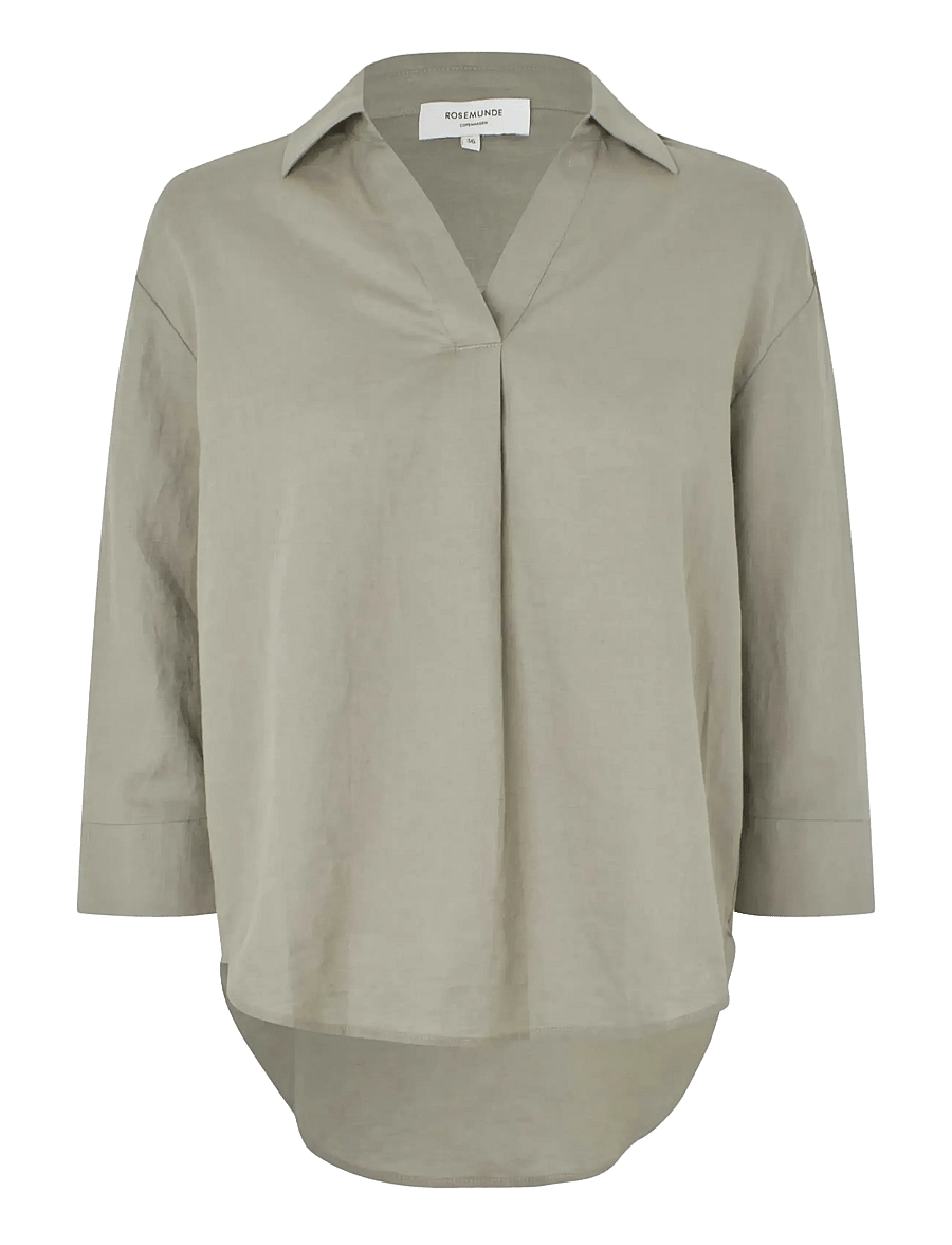 Rosemunde - RWEsther Linen 3/4 Sleeve Shirt - leinenhemden - dried sage - 1