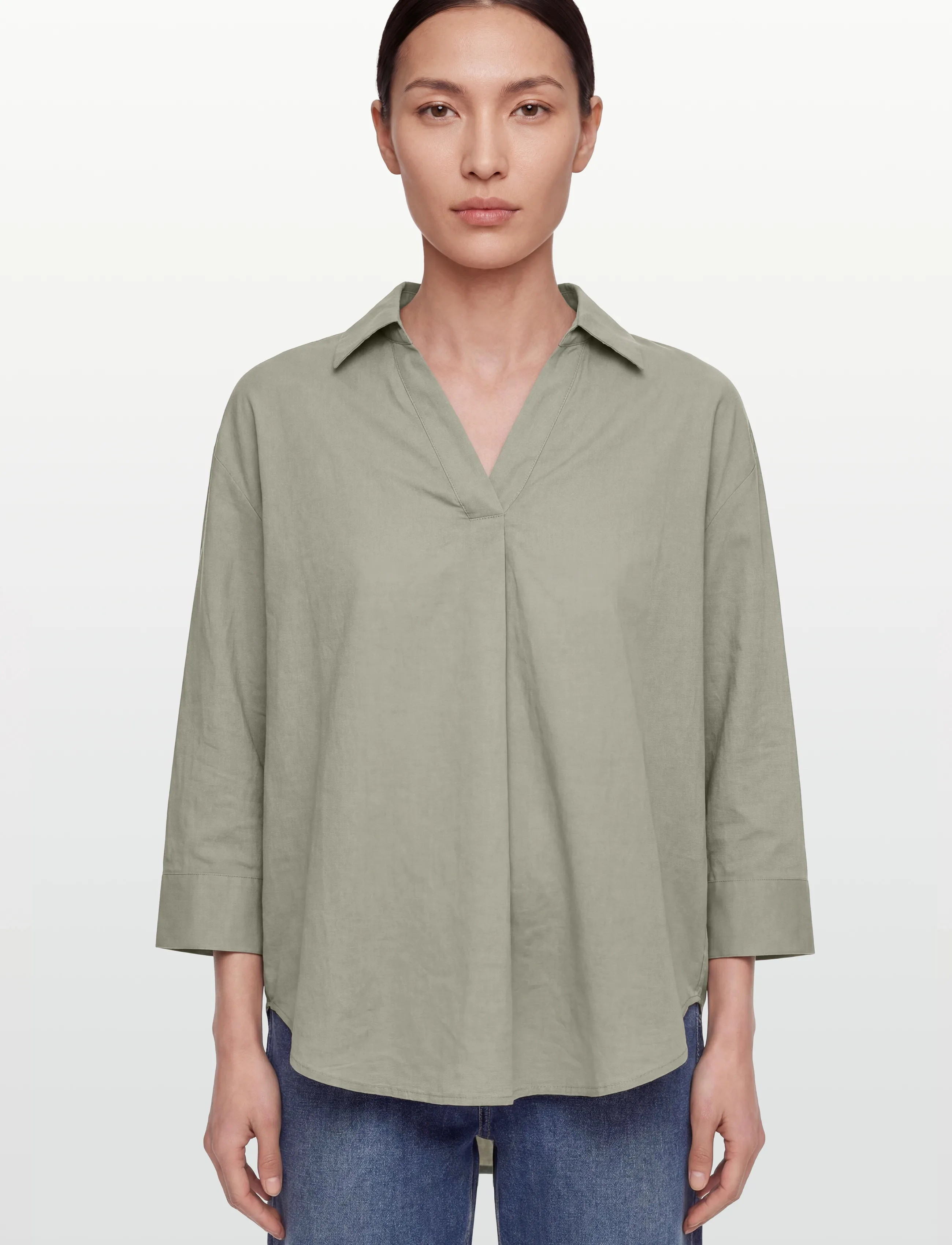 Rosemunde - RWEsther Linen 3/4 Sleeve Shirt - linased särgid - dried sage - 3