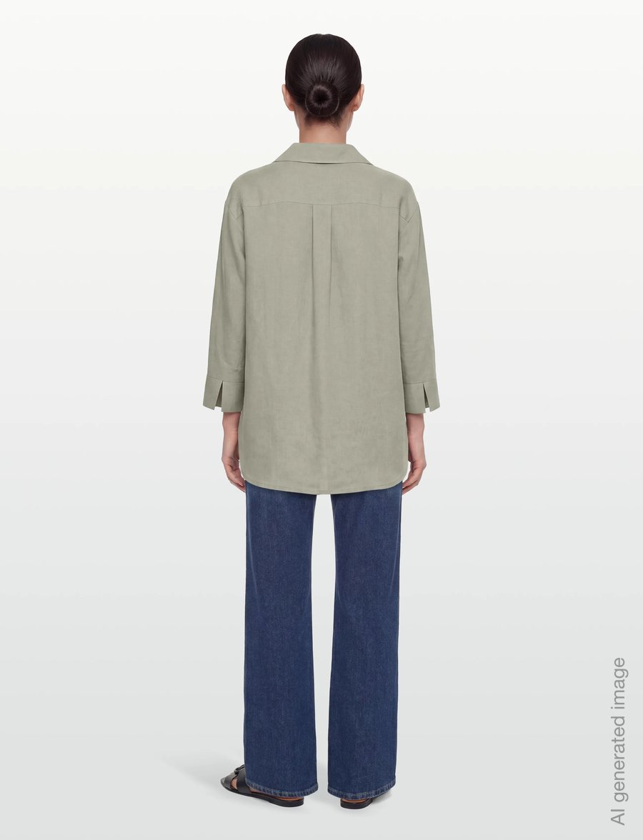Rosemunde - RWEsther Linen 3/4 Sleeve Shirt - leinenhemden - dried sage - 4