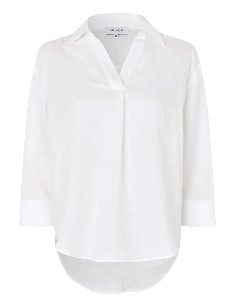Rosemunde - RWEsther Linen 3/4 Sleeve Shirt - leinenhemden - new white - 1