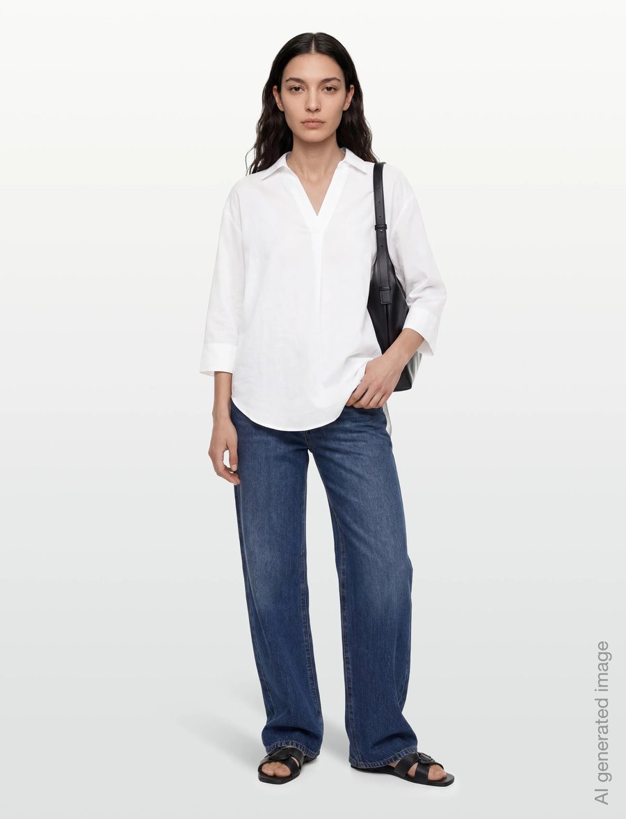 Rosemunde - RWEsther Linen 3/4 Sleeve Shirt - leinenhemden - new white - 0