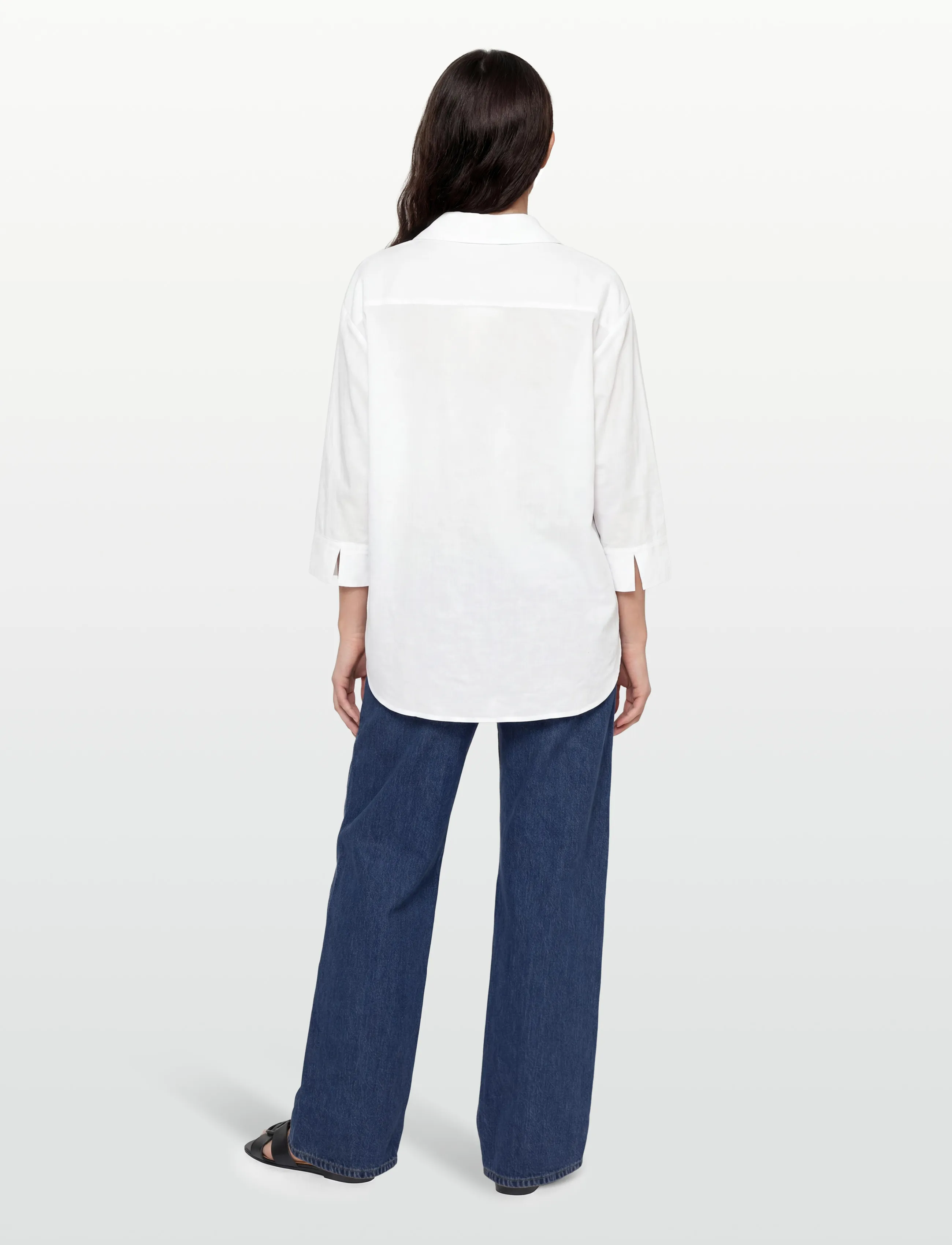 Rosemunde - RWEsther Linen 3/4 Sleeve Shirt - pellavakauluspaidat - new white - 3