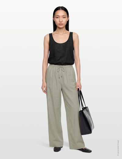 Rosemunde RWEsther Linen Long Trousers - Byxor - DRIED SAGE / khaki/green