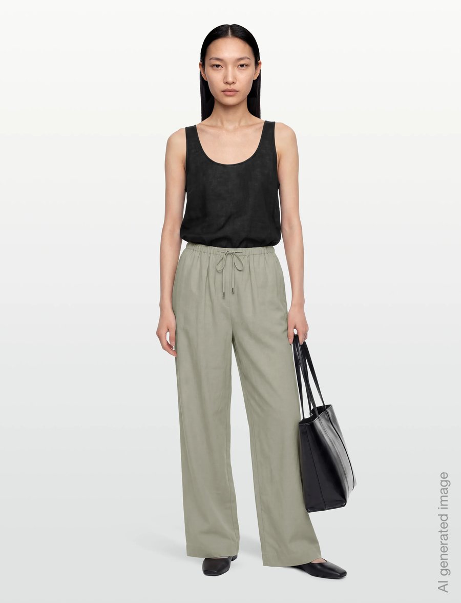 Rosemunde - RWEsther Linen Long Trousers - linased püksid - dried sage - 0