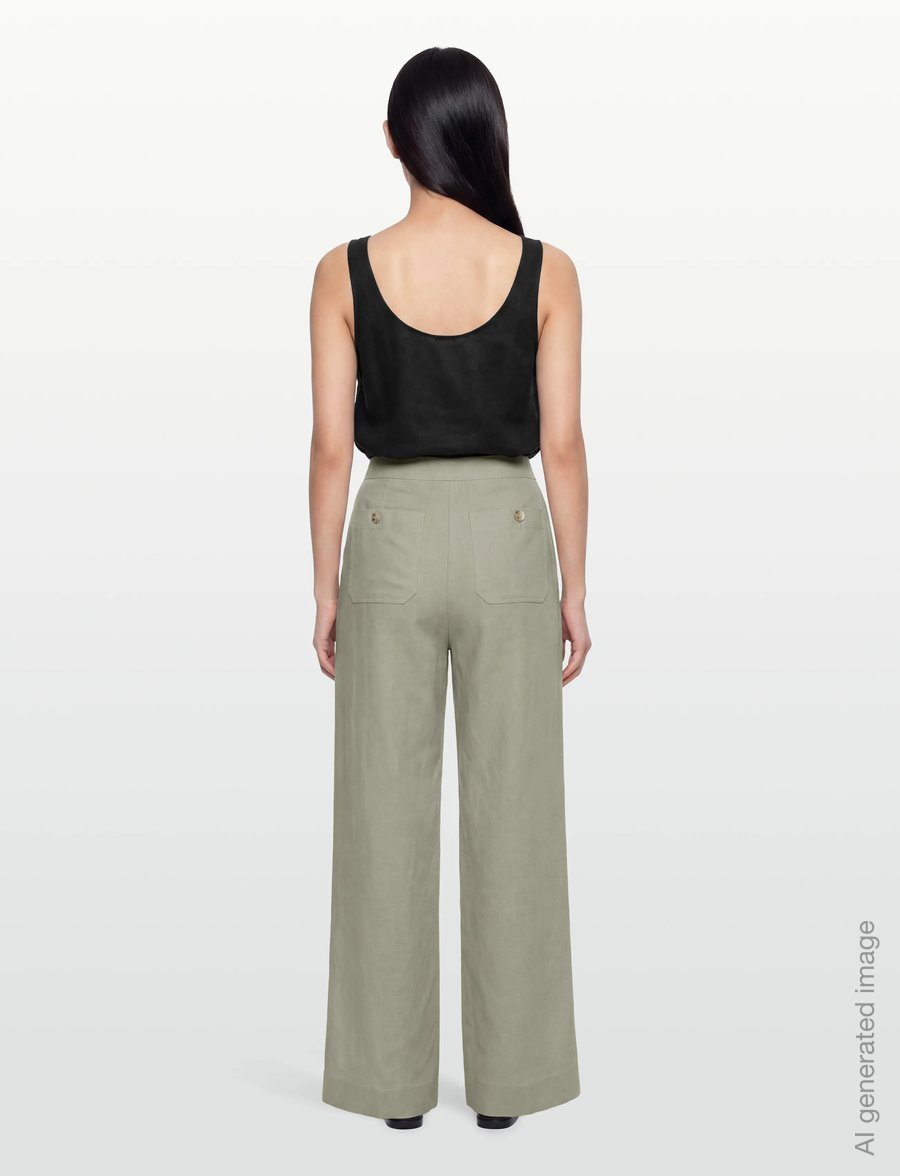 Rosemunde - RWEsther Linen Long Trousers - linased püksid - dried sage - 4