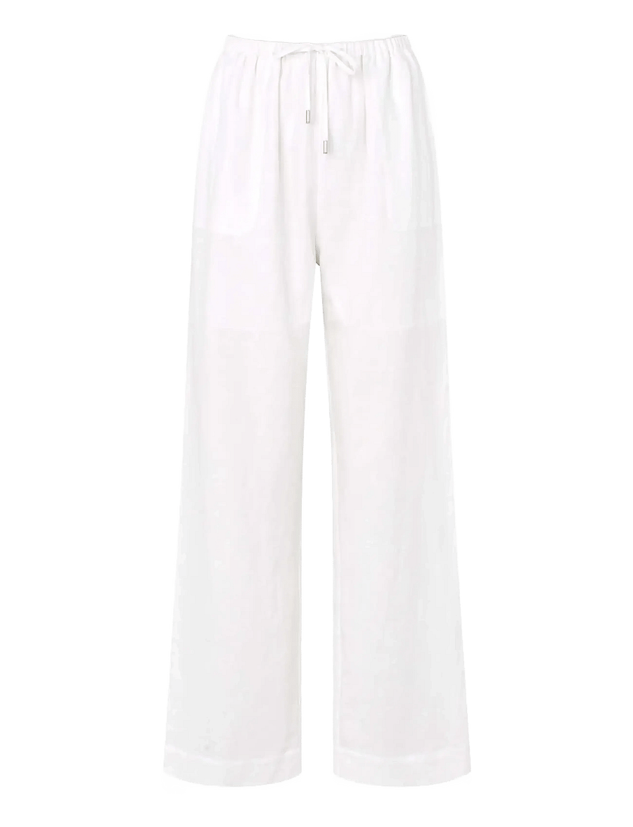 Rosemunde - RWEsther Linen Long Trousers - leinenhosen - new white - 1
