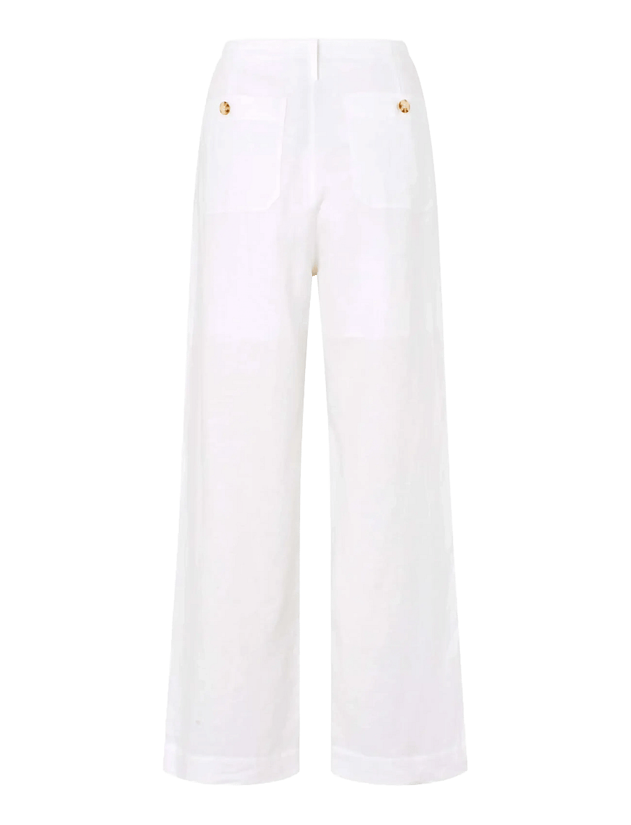 Rosemunde - RWEsther Linen Long Trousers - leinenhosen - new white - 2
