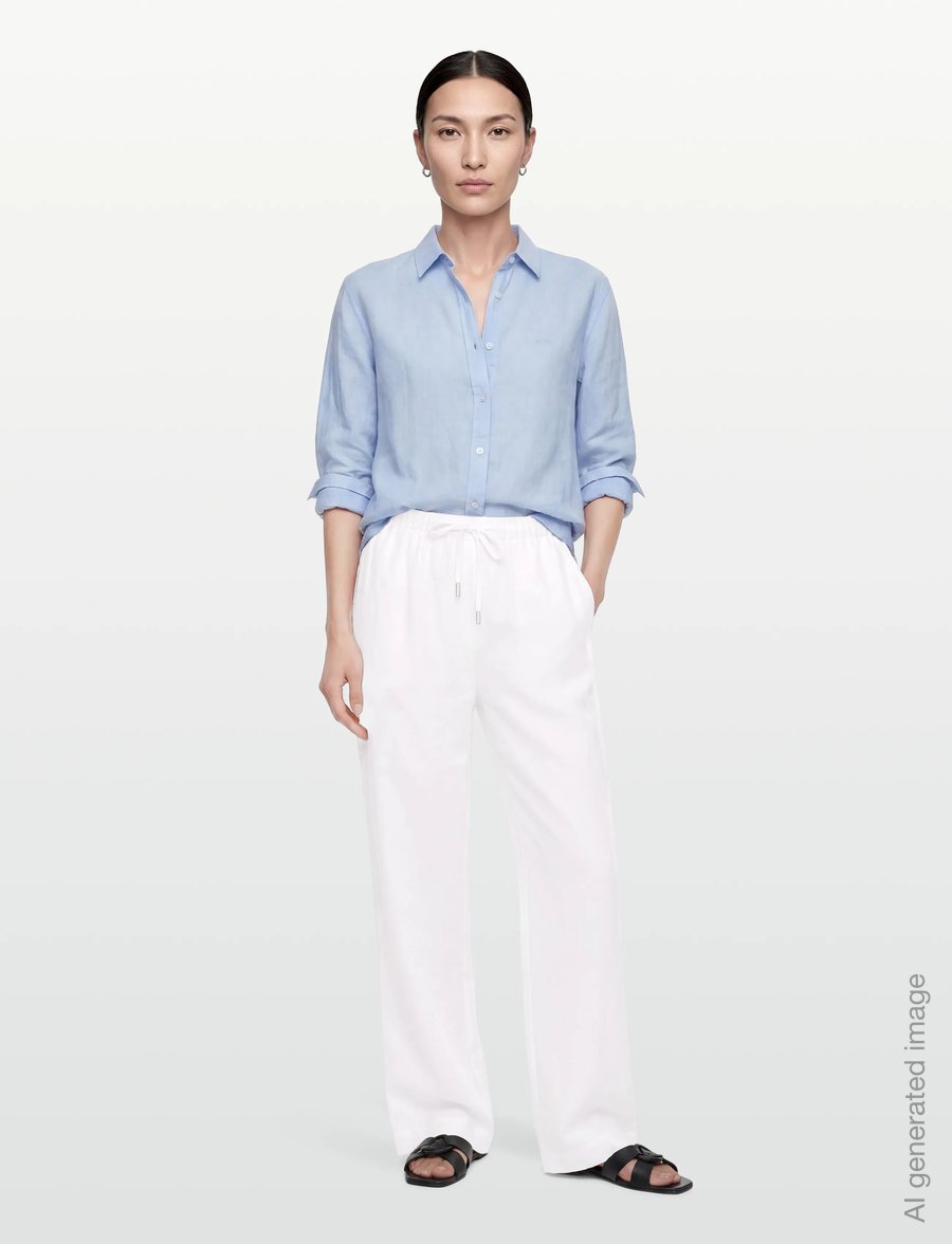 Rosemunde - RWEsther Linen Long Trousers - leinenhosen - new white - 0