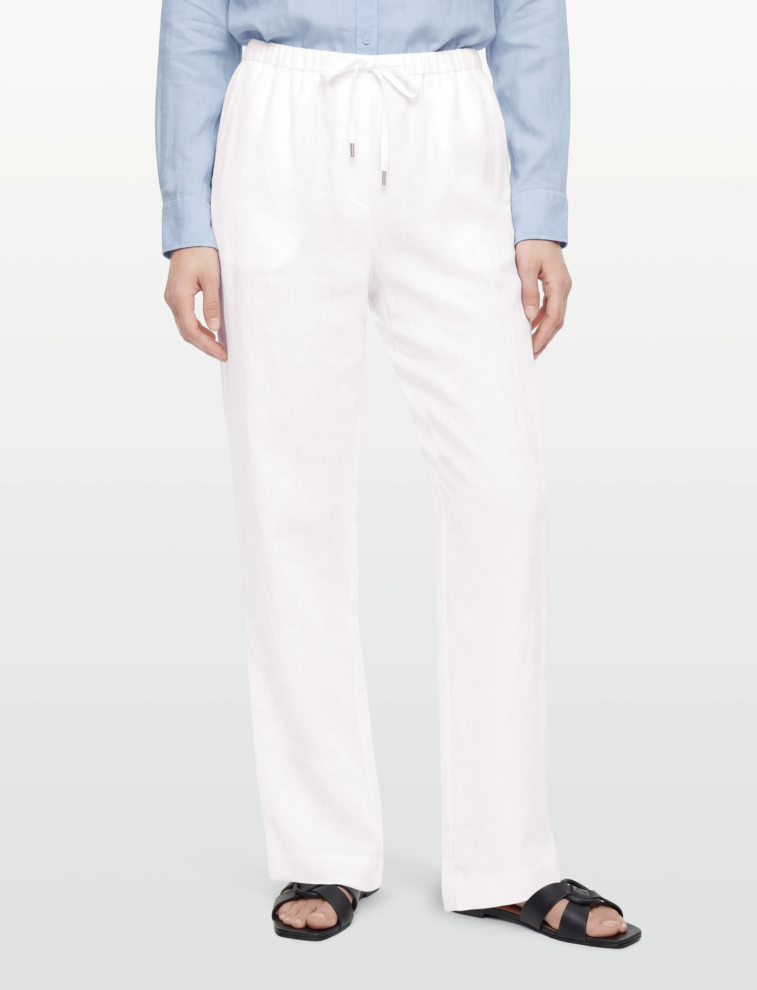 Rosemunde - RWEsther Linen Long Trousers - linased püksid - new white - 3