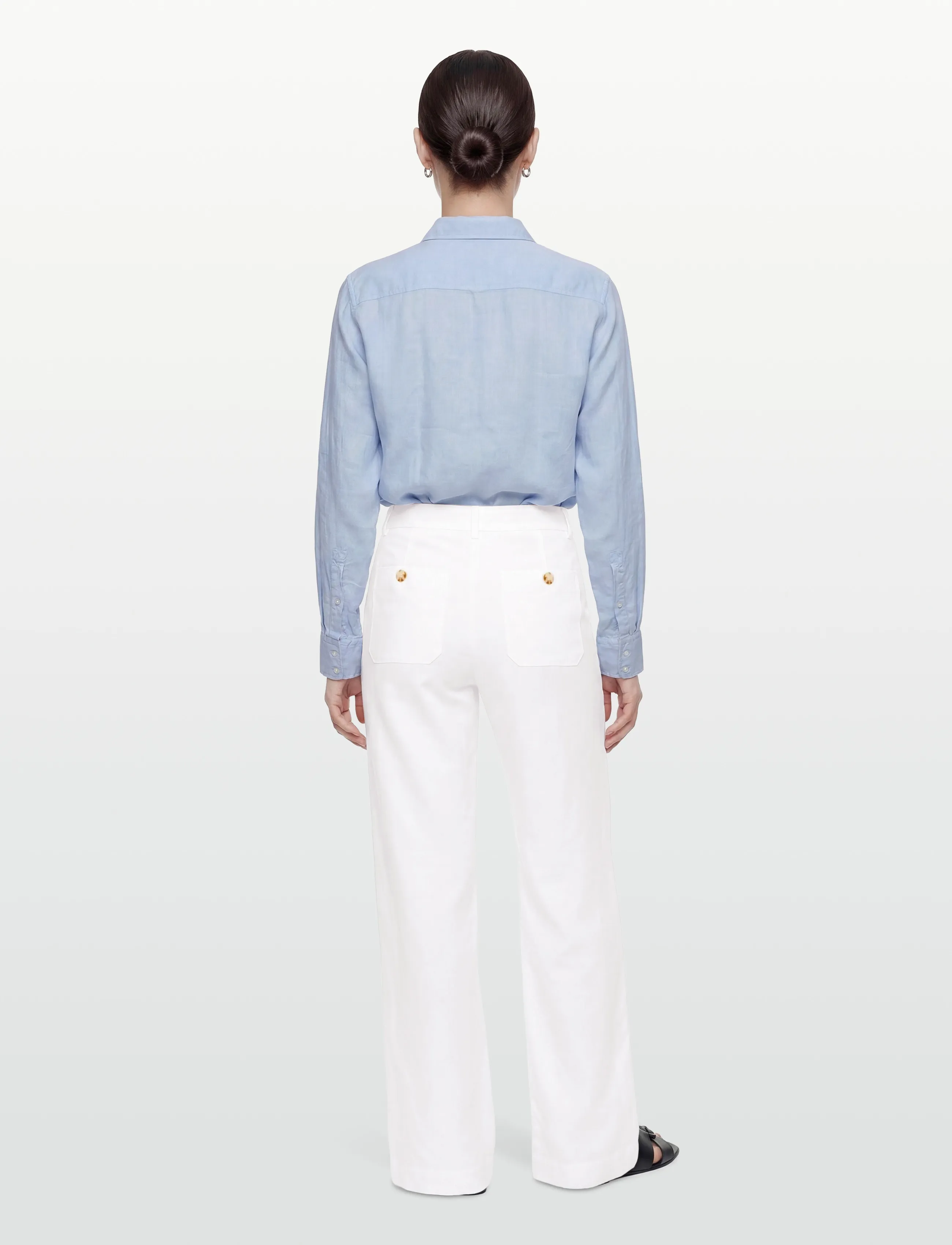 Rosemunde - RWEsther Linen Long Trousers - linased püksid - new white - 4