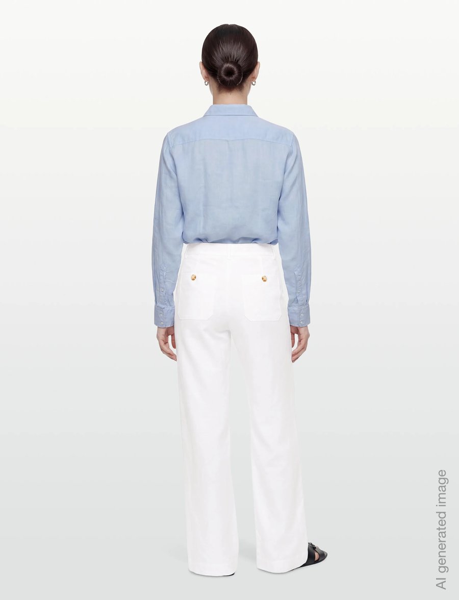 Rosemunde - RWEsther Linen Long Trousers - leinenhosen - new white - 4