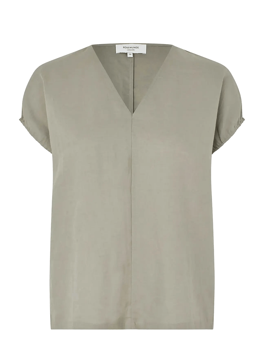 Rosemunde - RWEsther Linen Capsleeve Top - kurzärmelige blusen - dried sage - 1