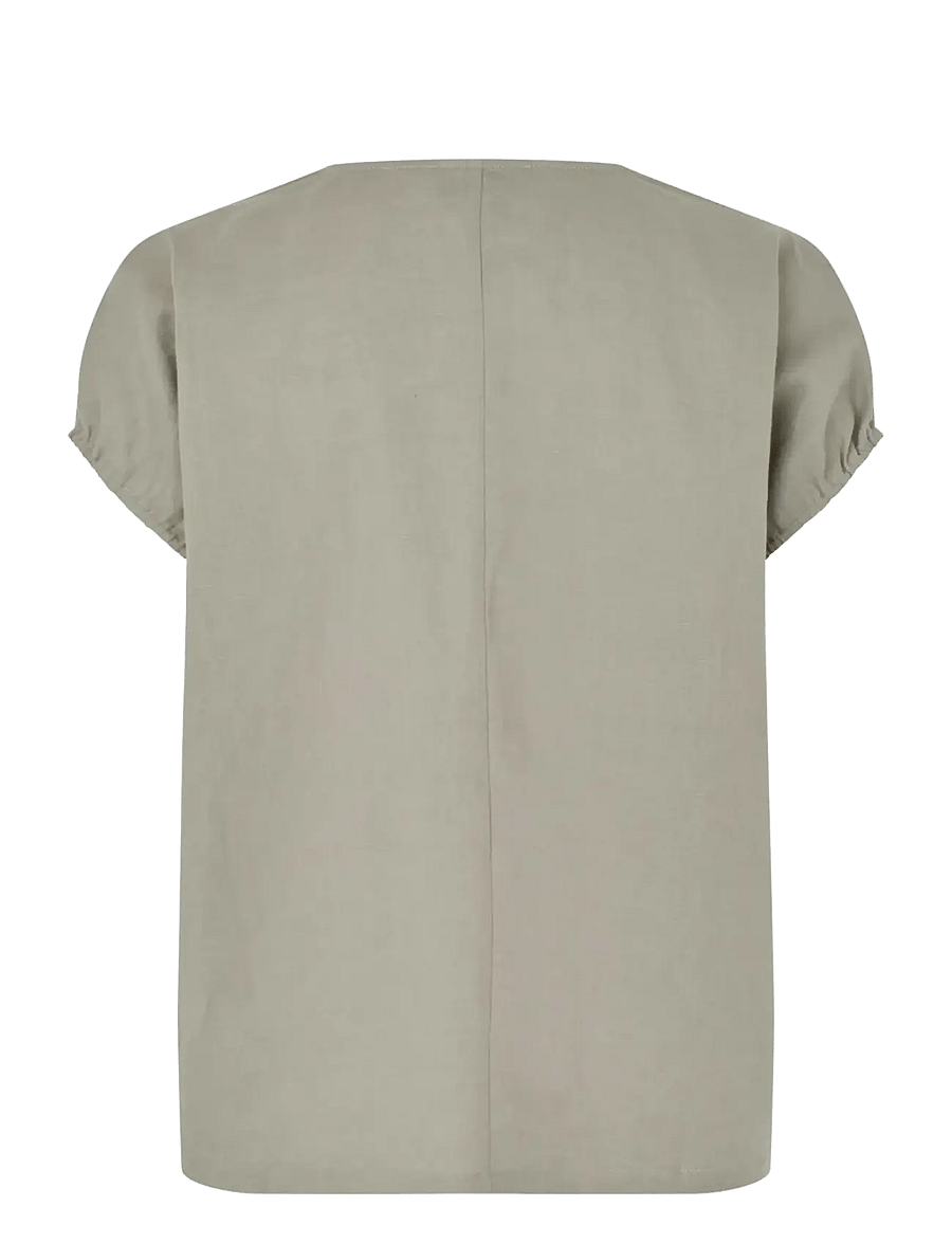 Rosemunde - RWEsther Linen Capsleeve Top - kurzärmelige blusen - dried sage - 2