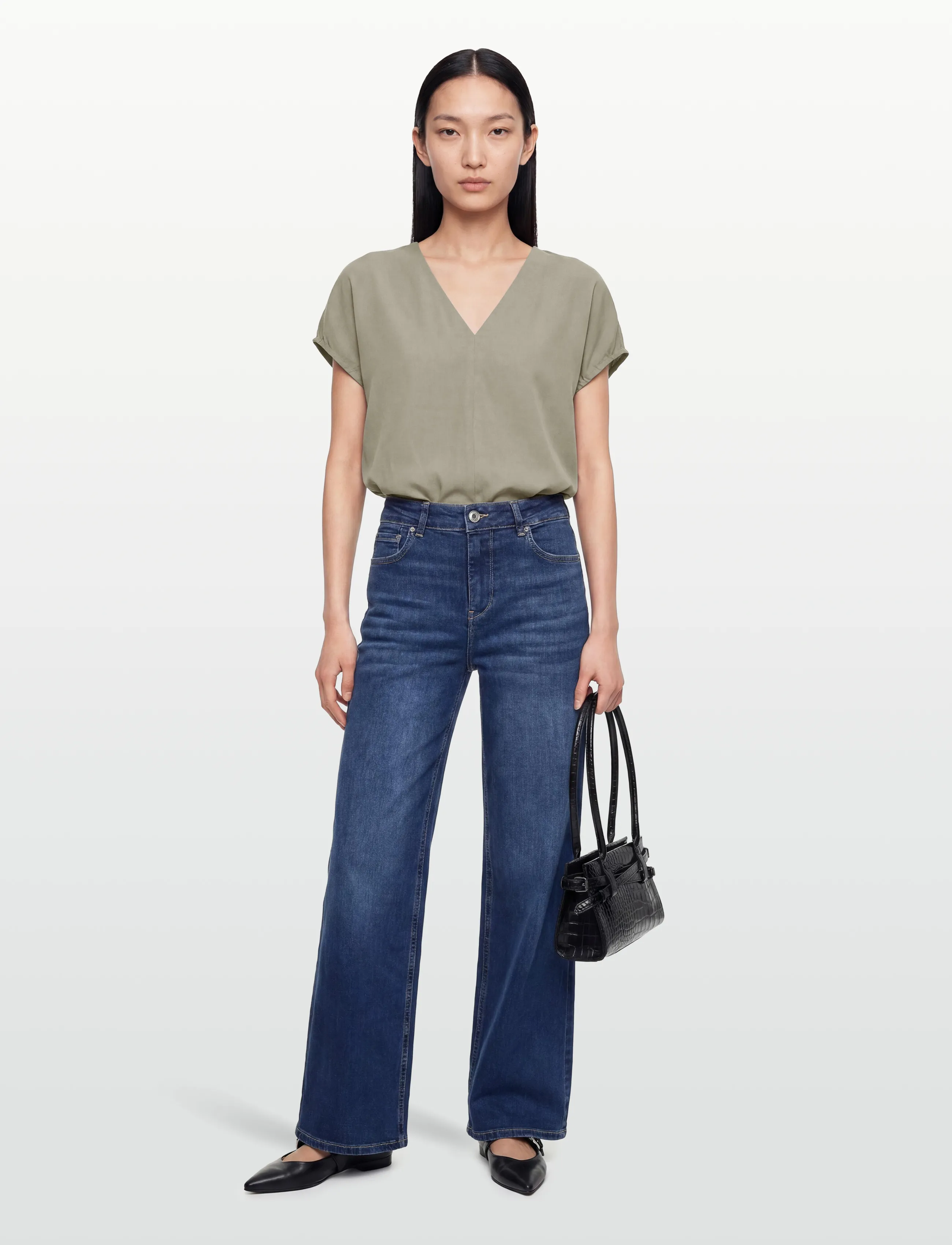 Rosemunde RWEsther Linen Capsleeve Top - Blusen - DRIED SAGE / khaki/green
