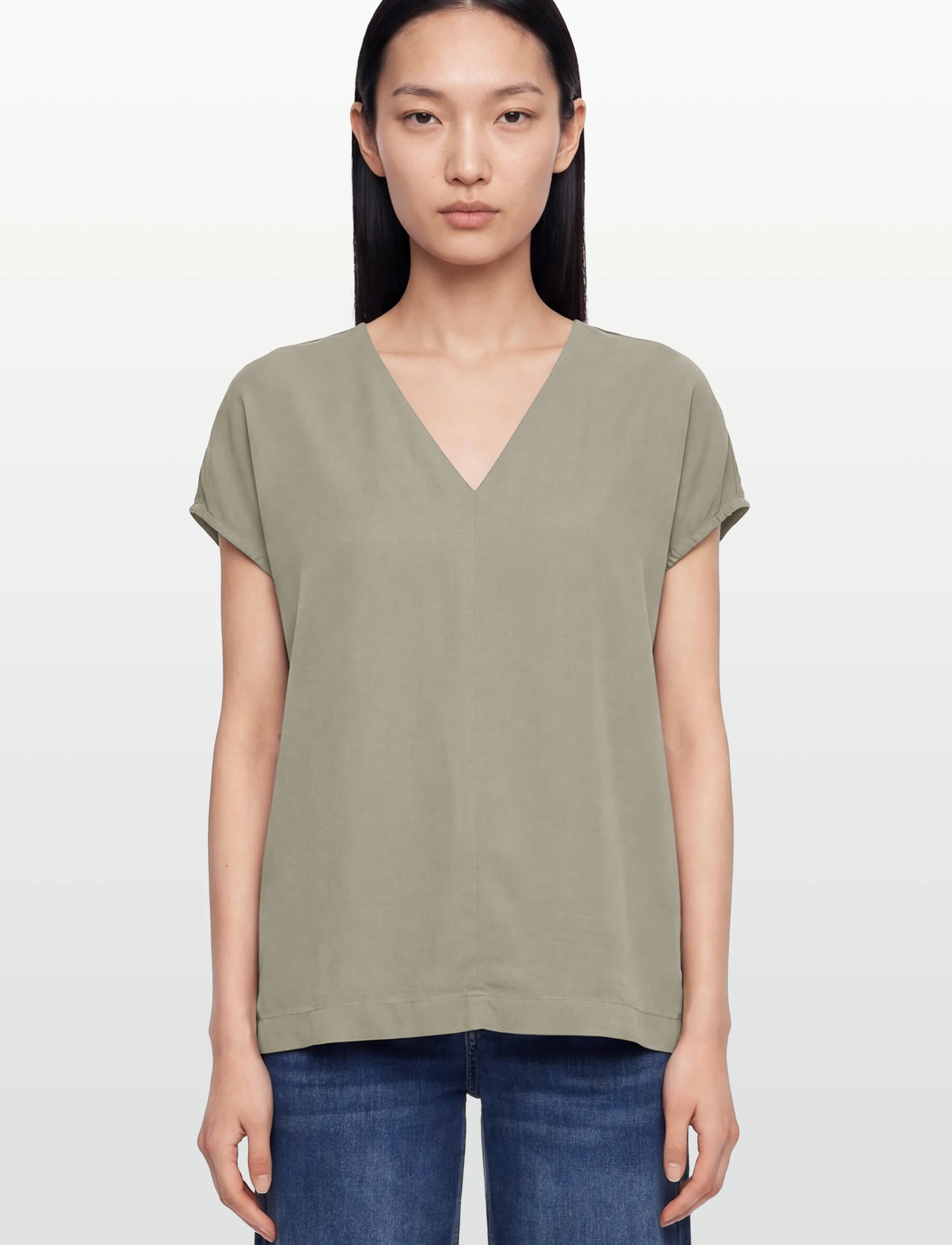 Rosemunde - RWEsther Linen Capsleeve Top - lühikeste varrukatega pluusid - dried sage - 3