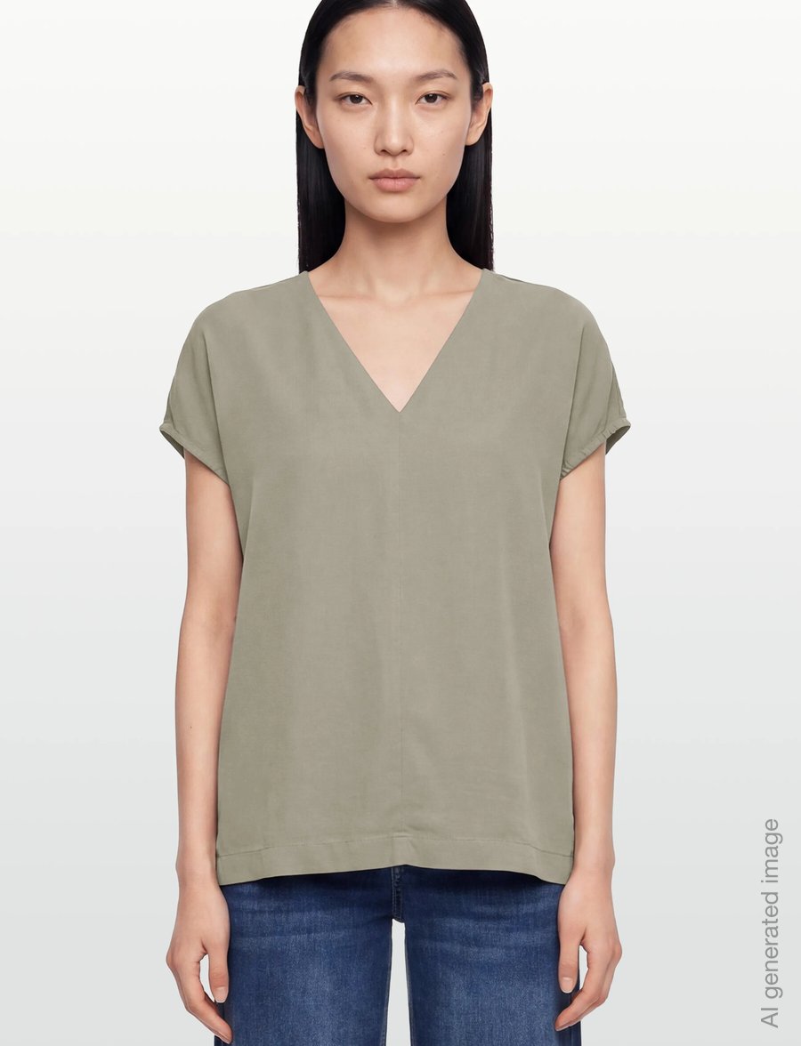 Rosemunde - RWEsther Linen Capsleeve Top - kurzärmelige blusen - dried sage - 3