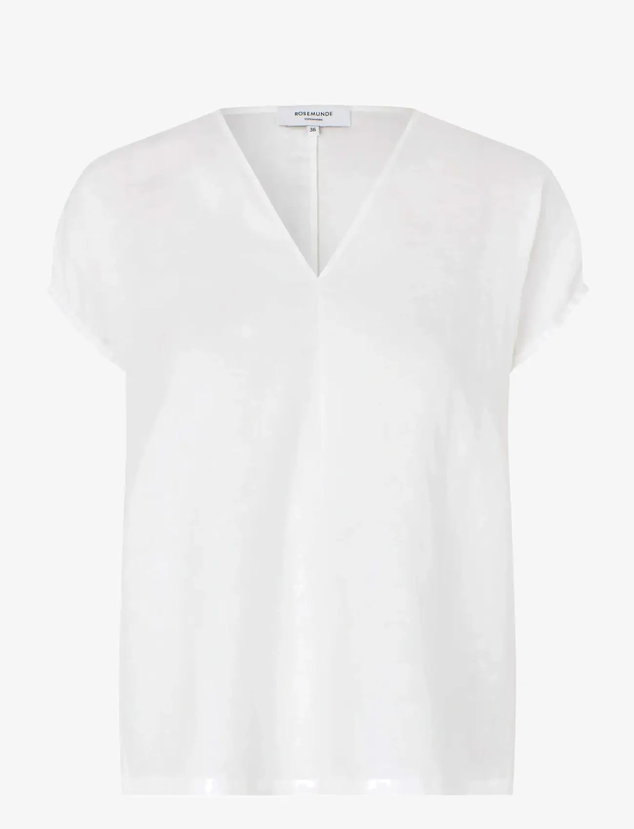 Rosemunde - RWEsther Linen Capsleeve Top - kortærmede bluser - new white - 1