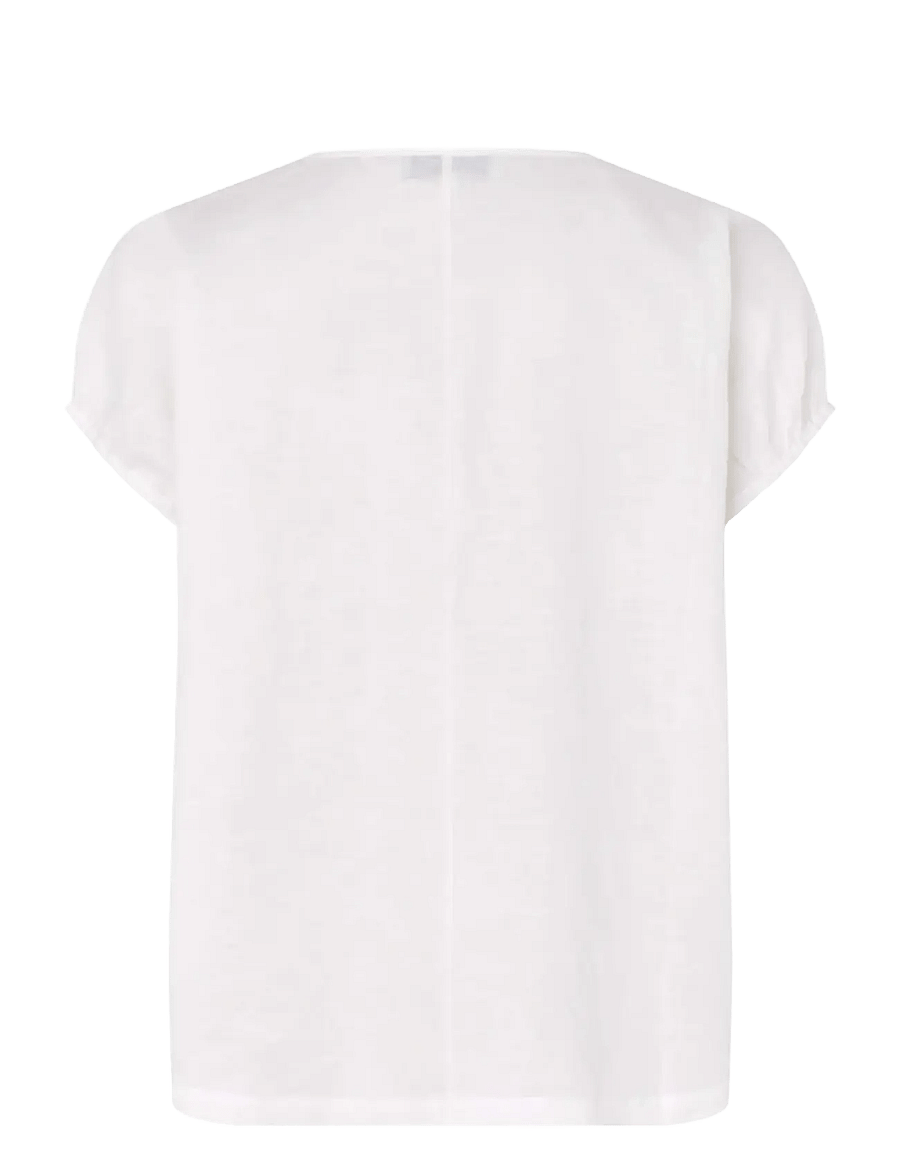 Rosemunde - RWEsther Linen Capsleeve Top - kortärmade blusar - new white - 2