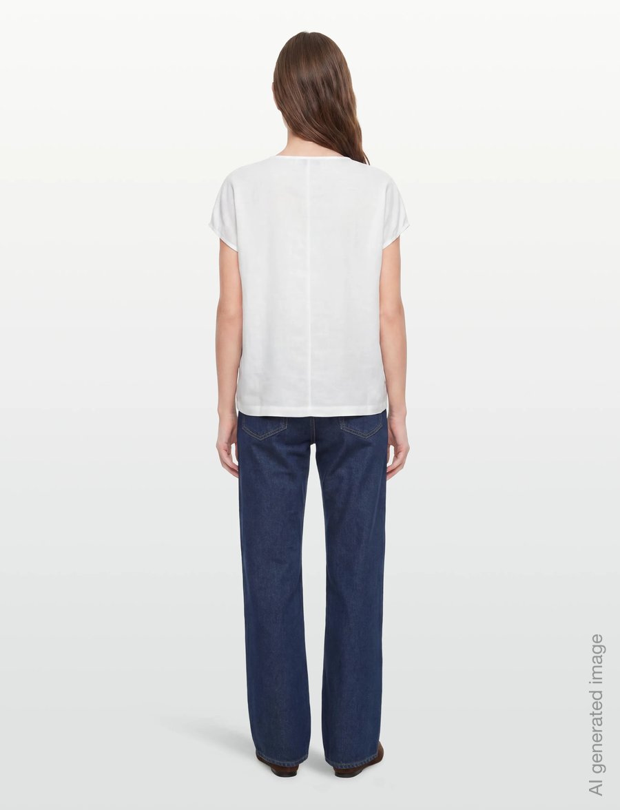 Rosemunde - RWEsther Linen Capsleeve Top - kortärmade blusar - new white - 4