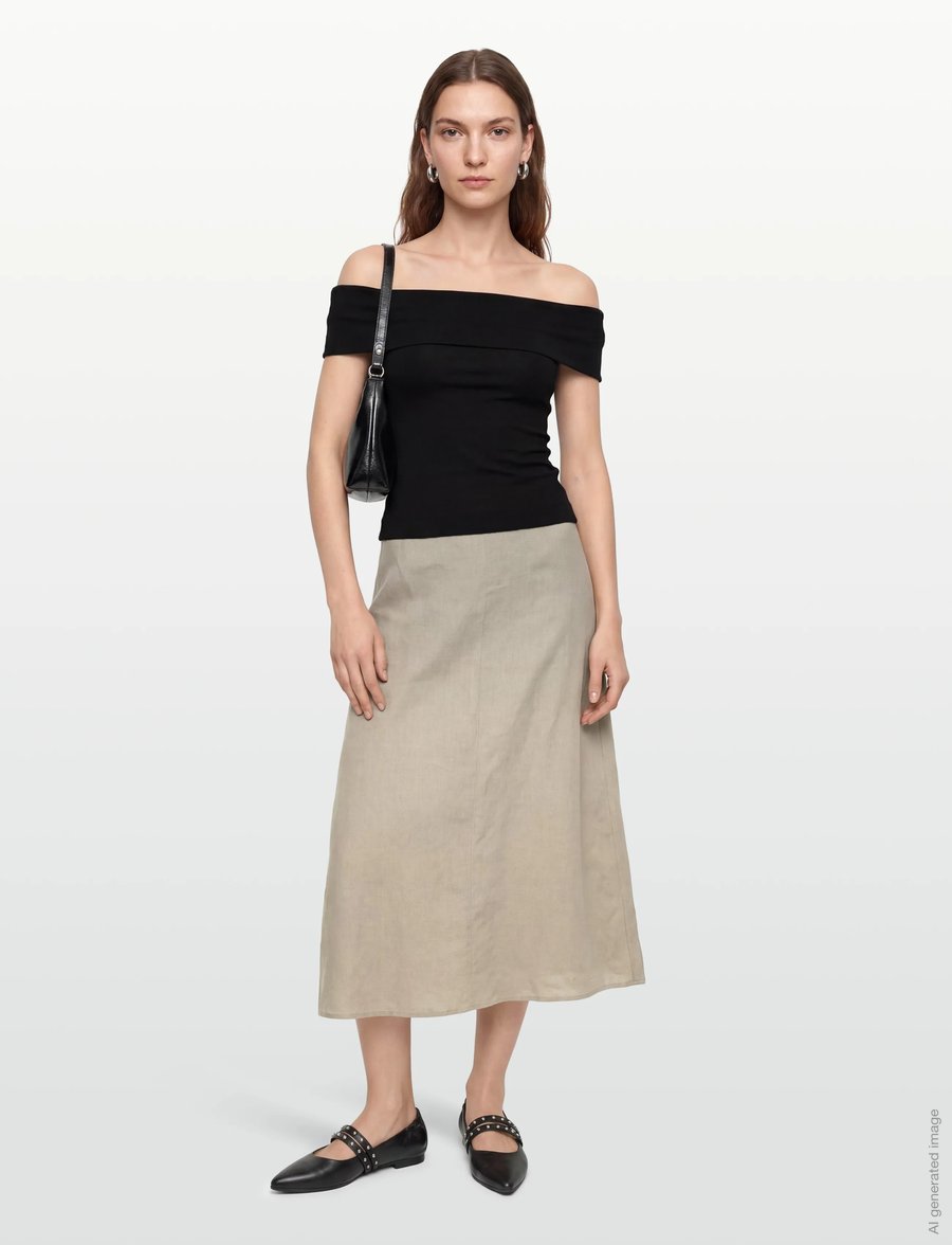 Rosemunde - RWEsther Linen Long Skirt - maksiseelikud - dried sage - 0