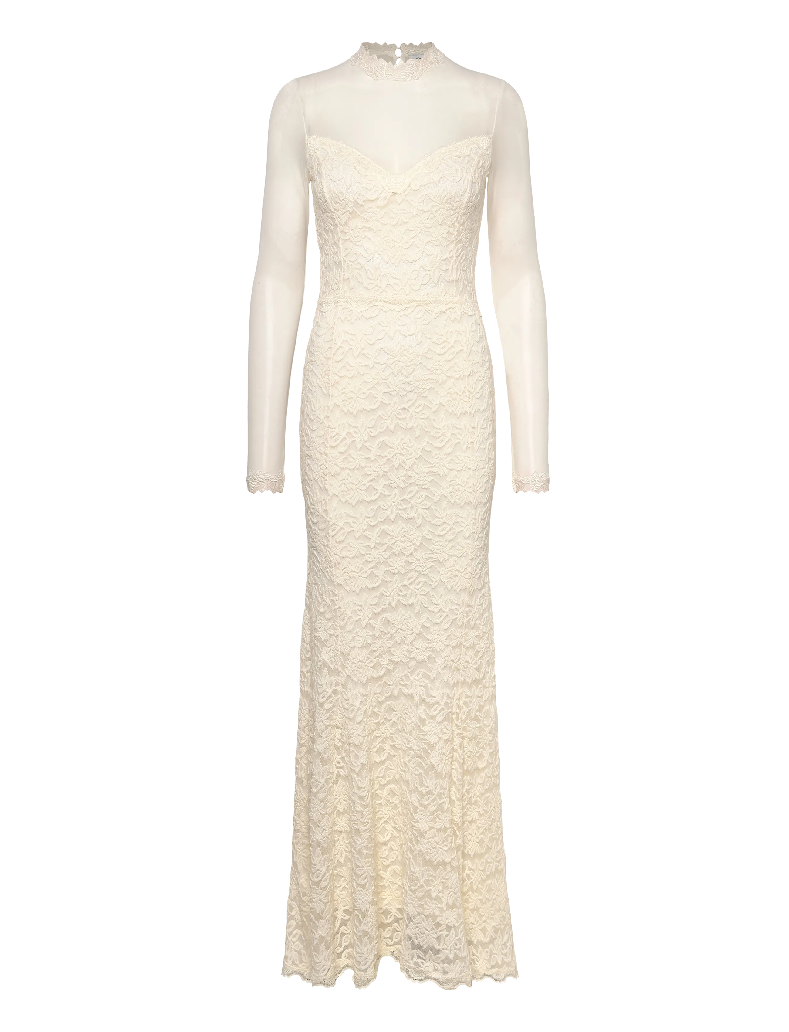 Rosemunde Rwdelicia Ls T-Neck Long Bridal Dre, XS, Dresses, Creme - Maxi Dress, Frauen