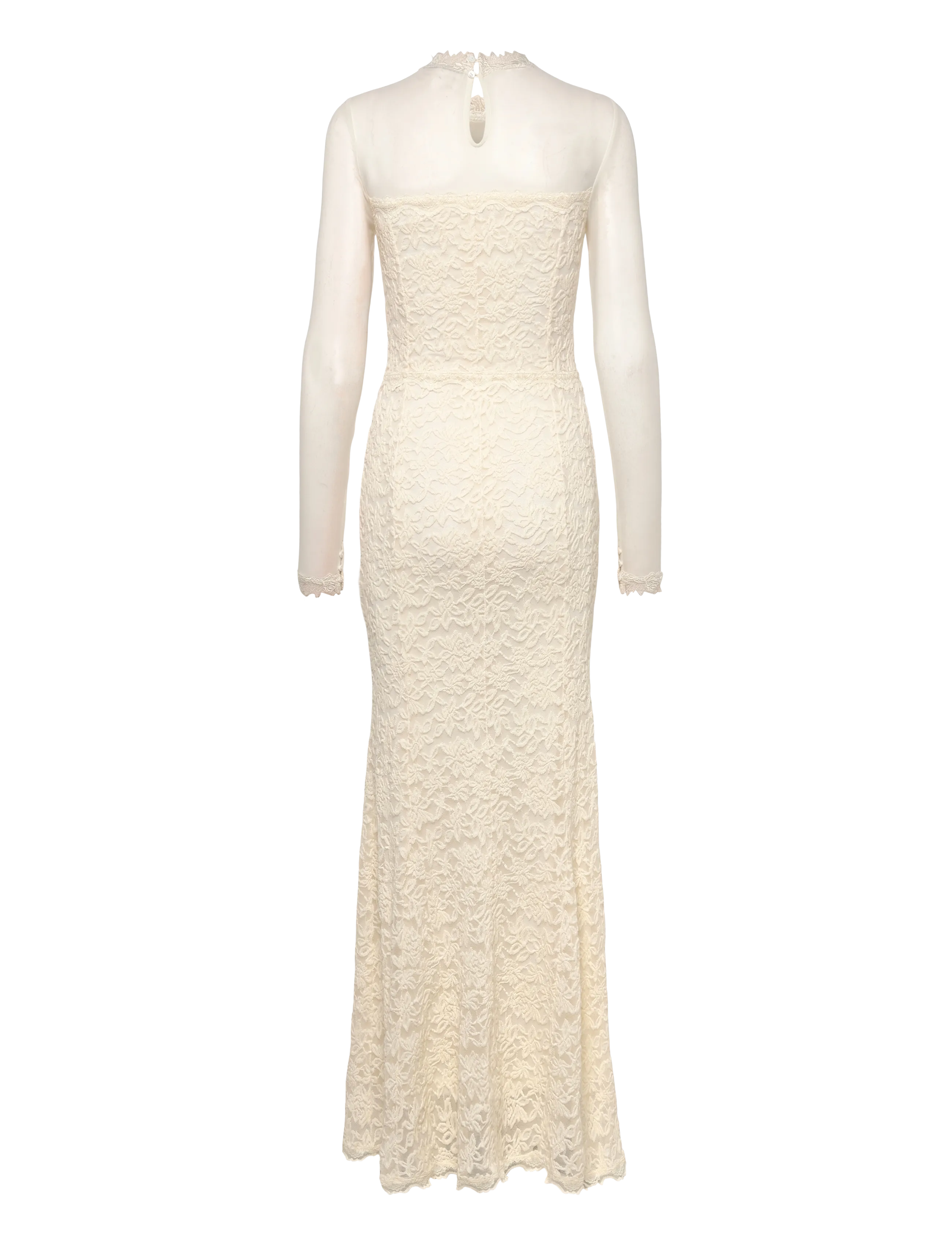 Rosemunde - RWDelicia LS T-neck Long Bridal Dress - blondekjoler - ivory - 1