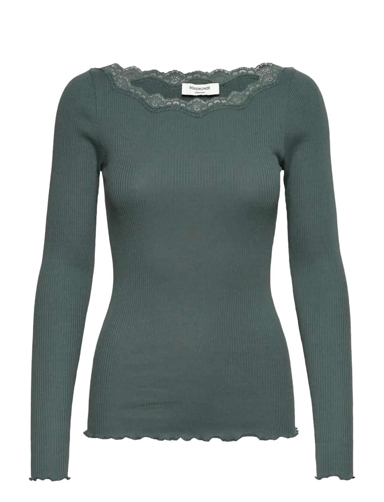 Rosemunde RWBaybay LS Boatneck Lace T-shirt - T-shirts & Toppe - BALSAM GREEN / green