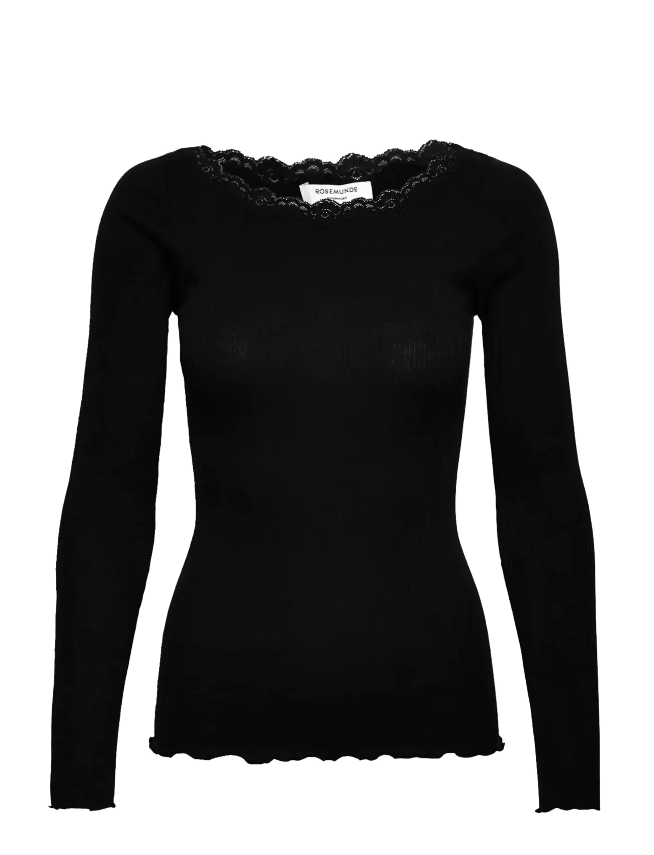 Rosemunde RWBaybay LS Boatneck Lace T-shirt - T-shirts & Toppe - BLACK / black
