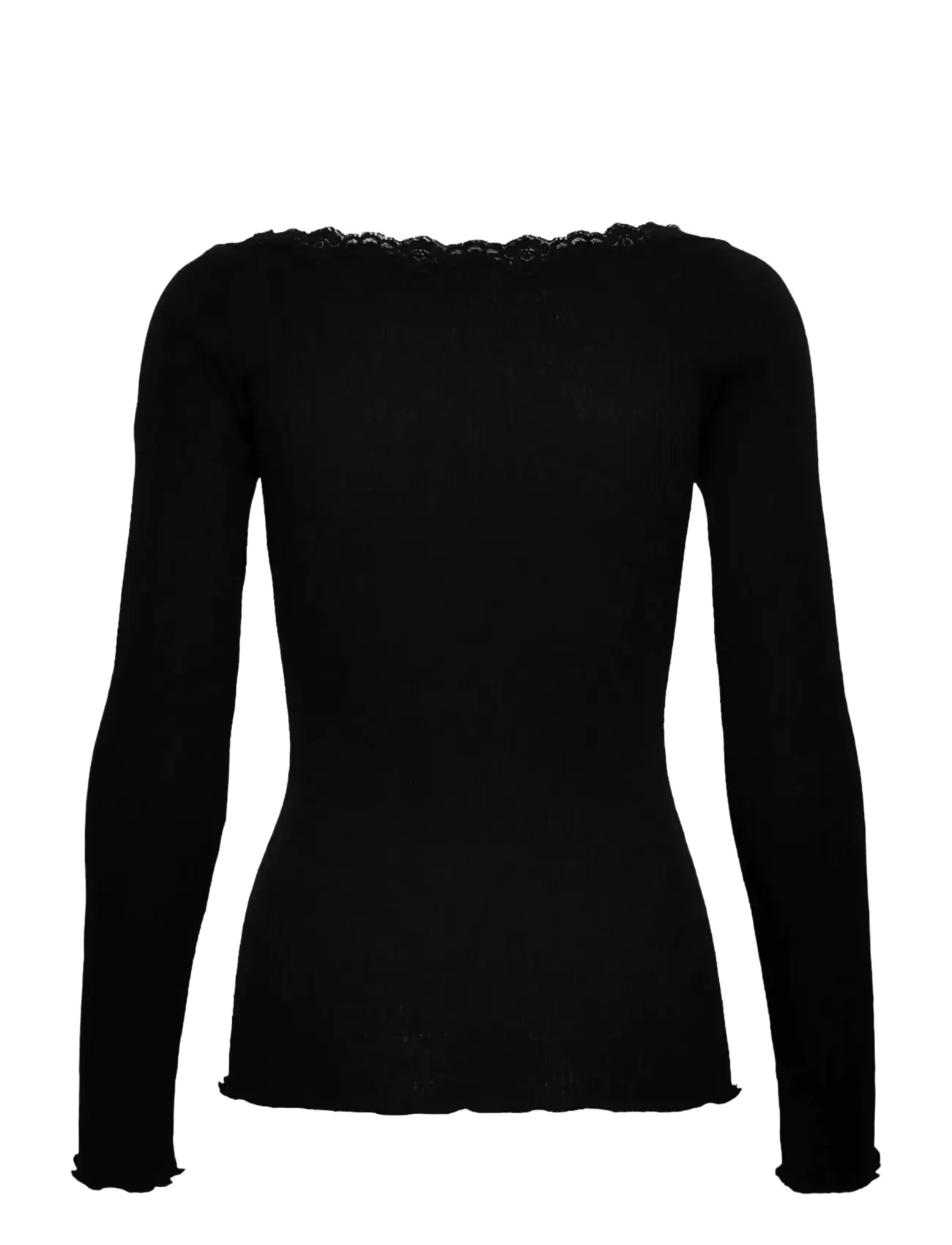 Rosemunde - RWBaybay LS Boatneck Lace T-shirt - langærmede toppe - black - 1