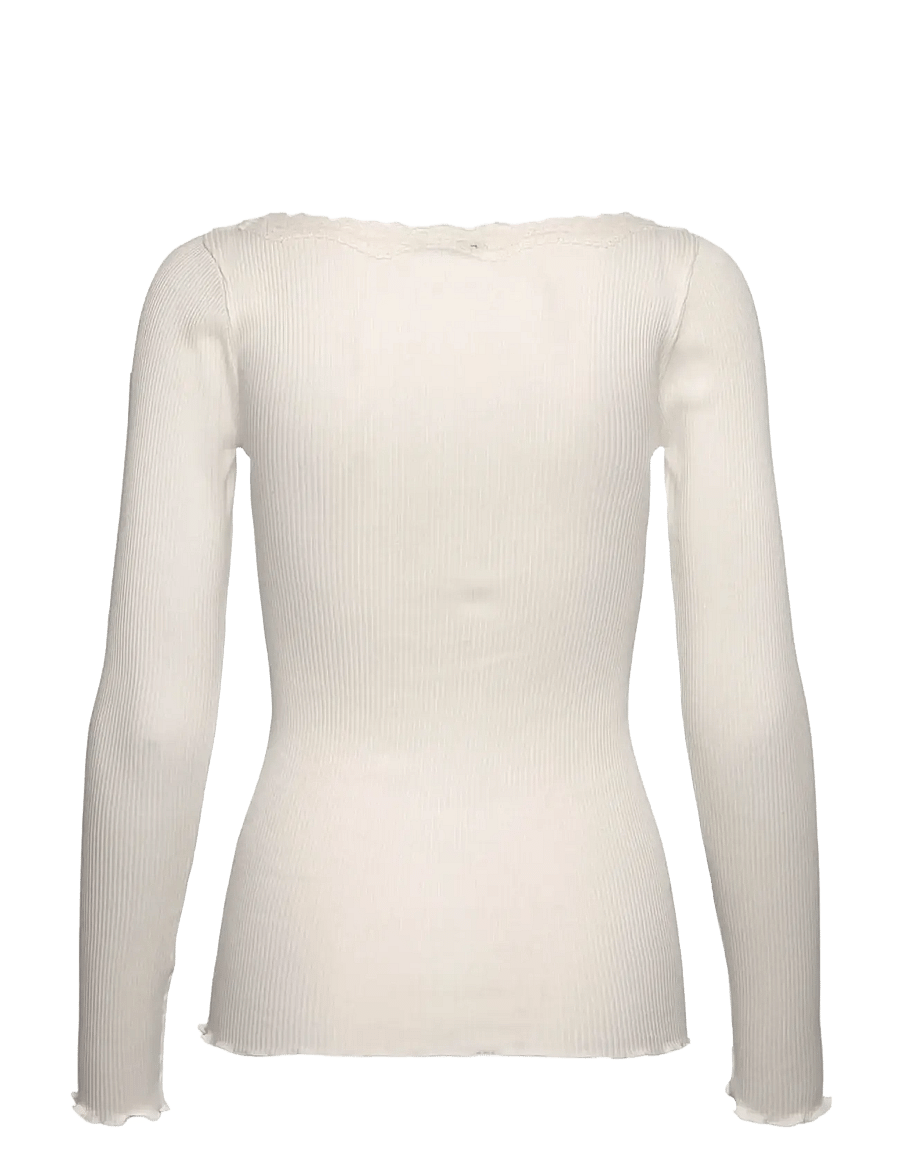 Rosemunde - RWBaybay LS Boatneck Lace T-shirt - langærmede toppe - ivory - 1