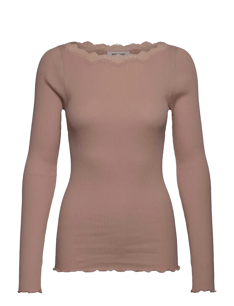 Rosemunde - RWBaybay LS Boatneck Lace T-shirt - langærmede toppe - mocha meringue - 0