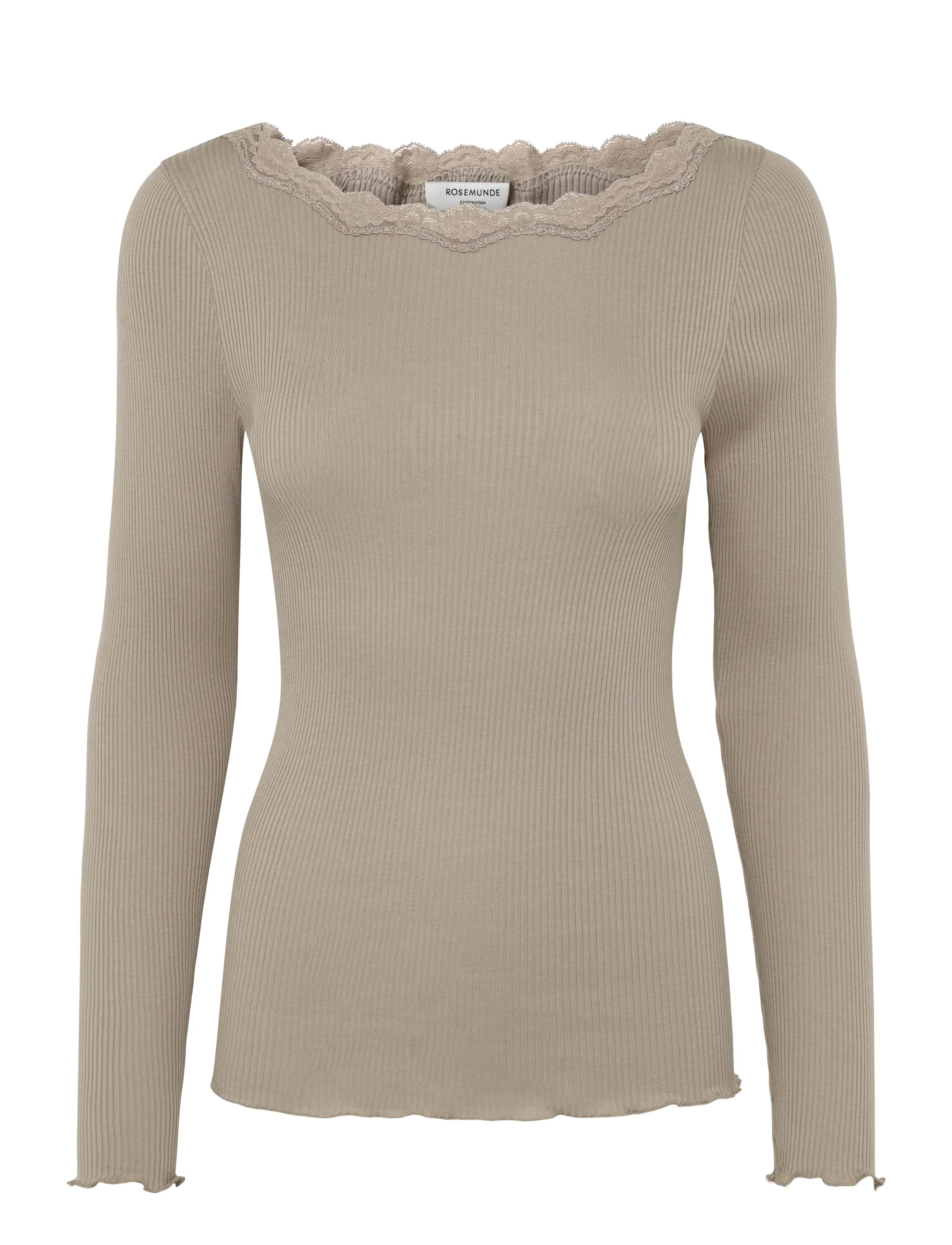 Rosemunde RWBaybay LS Boatneck Lace T-shirt - Tøj - MOCHA MERINGUE / beige
