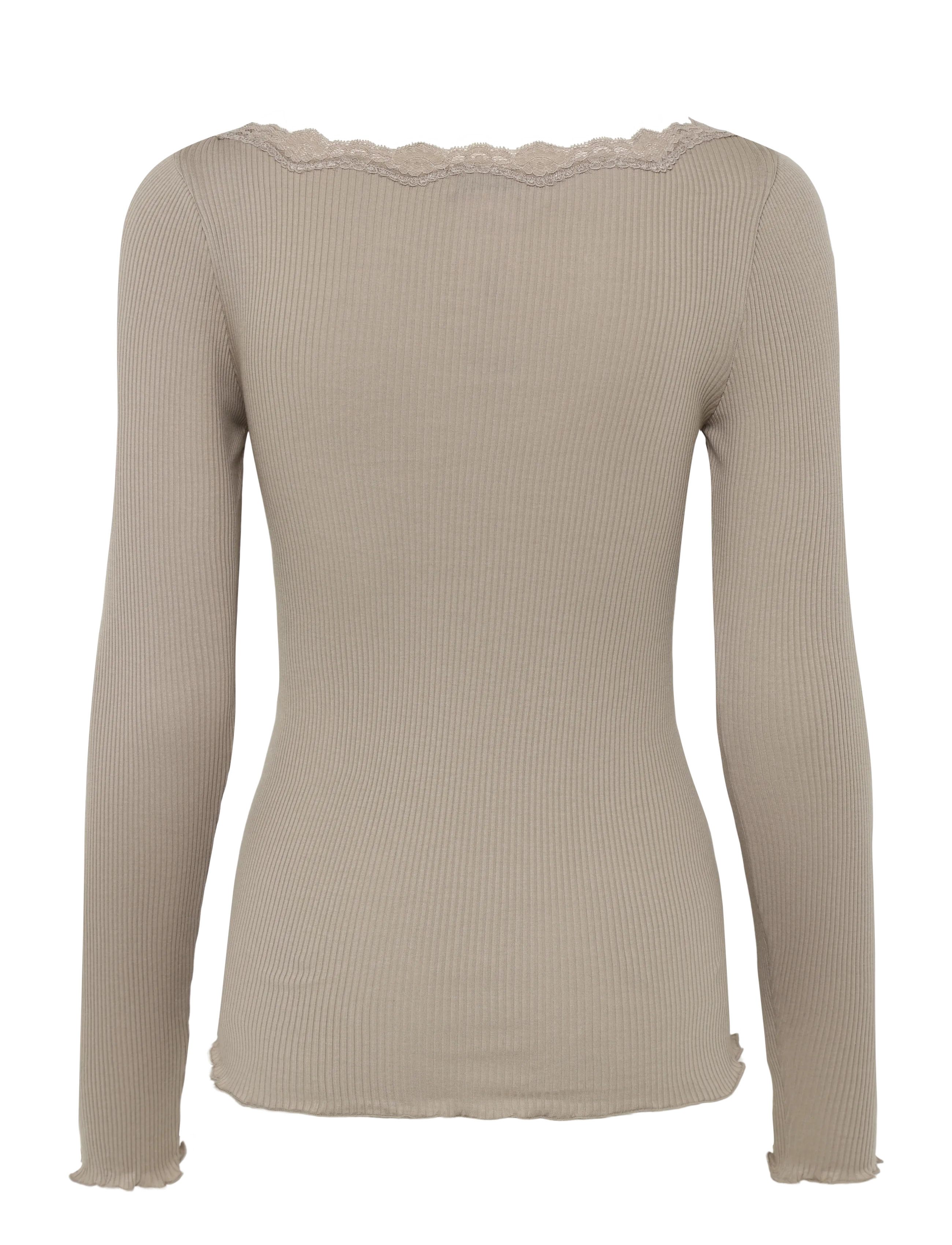 Rosemunde - RWBaybay LS Boatneck Lace T-shirt - langärmlige tops - mocha meringue - 1