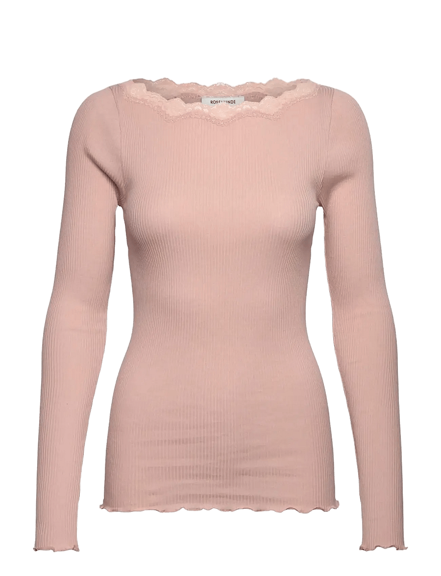 Rosemunde - RWBaybay LS Boatneck Lace T-shirt - langærmede toppe - rose smoke - 0