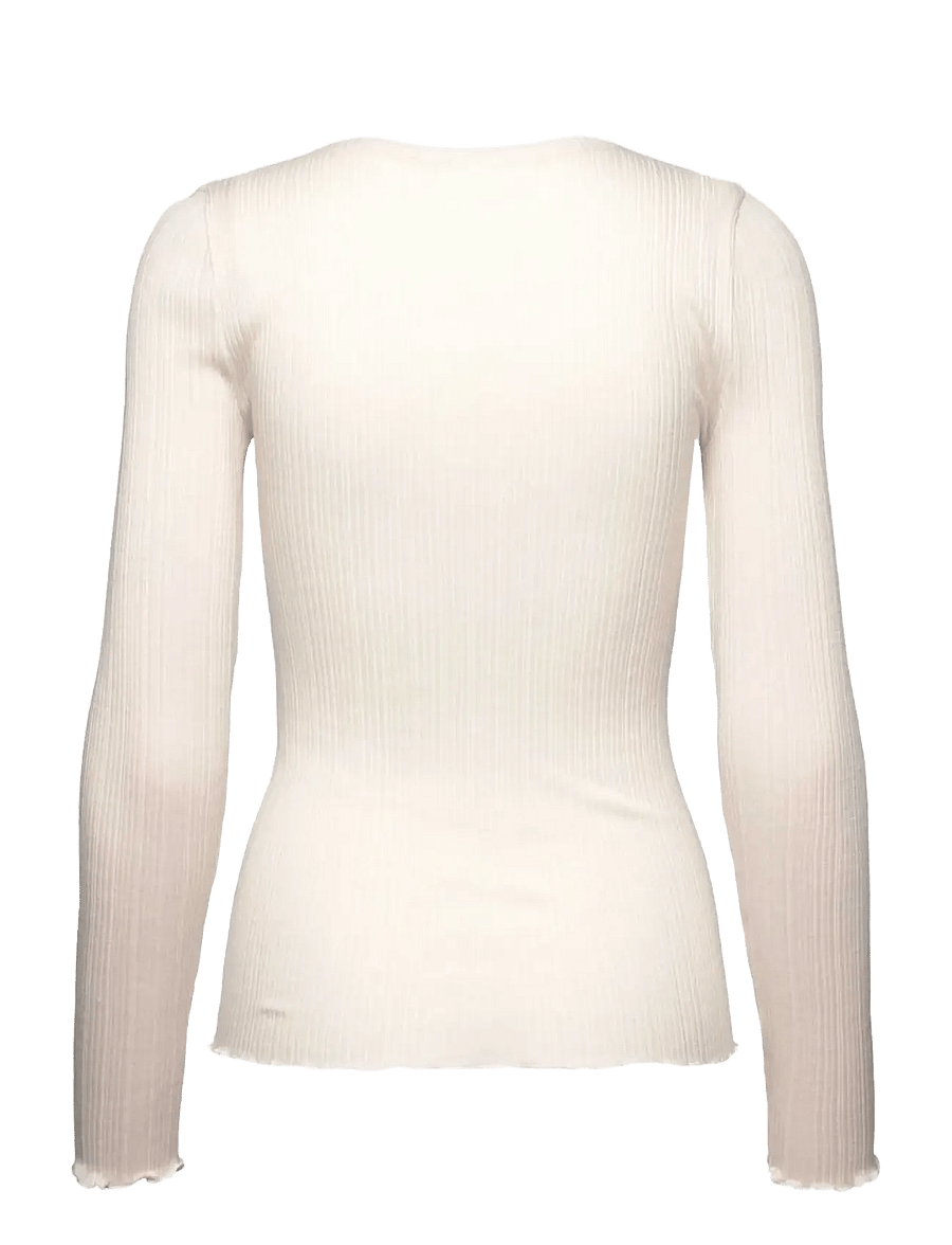 Rosemunde - RWElise Wool LS O-neck T-shirt - striktrøjer - ivory - 1