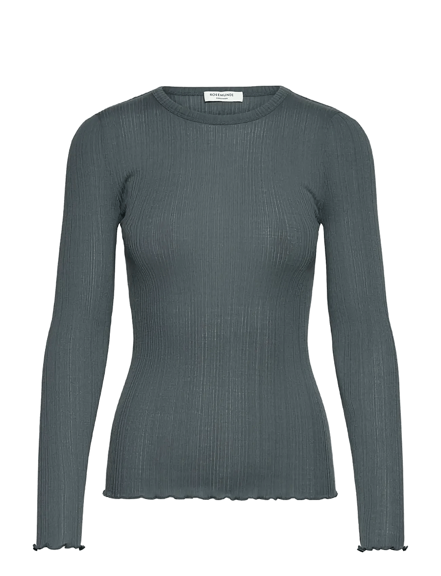 Rosemunde - RWElise Wool LS O-neck T-shirt - stormy weather - 1