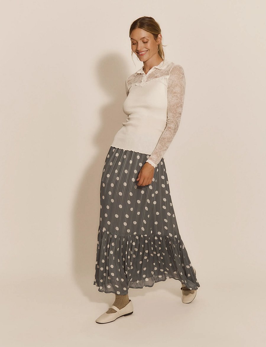 Rosemunde - RWGloria Long Skirt - maxi röcke - stormy weather dot print - 0