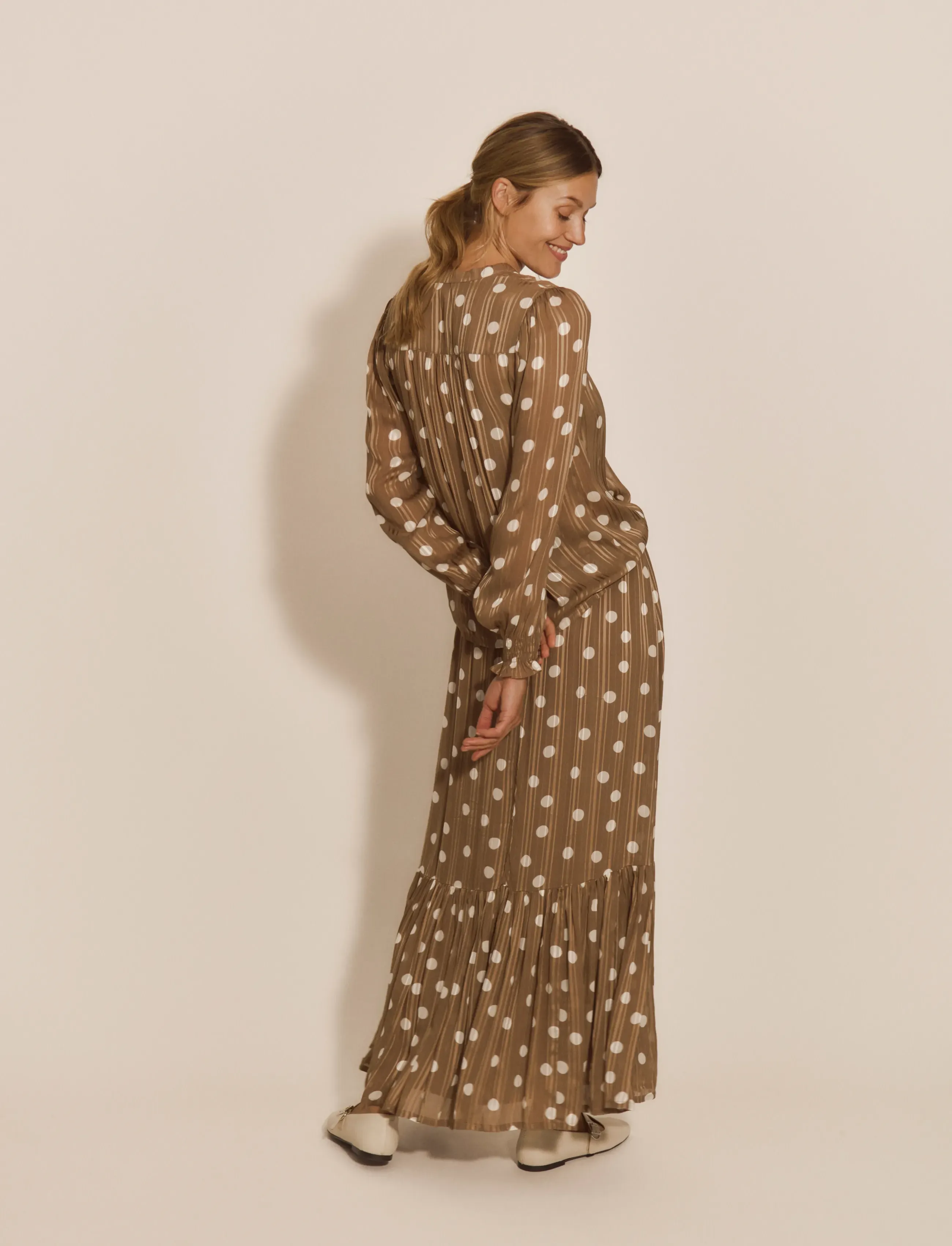 Rosemunde - RWGloria Long Skirt - maxikjolar - coca mocha dot print - 3