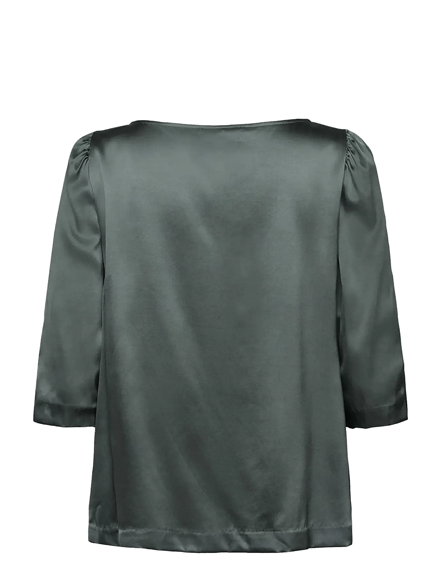 Rosemunde - RWJade Silk 3/4 S Boatneck Blouse - kurzärmelige blusen - balsam green - 1