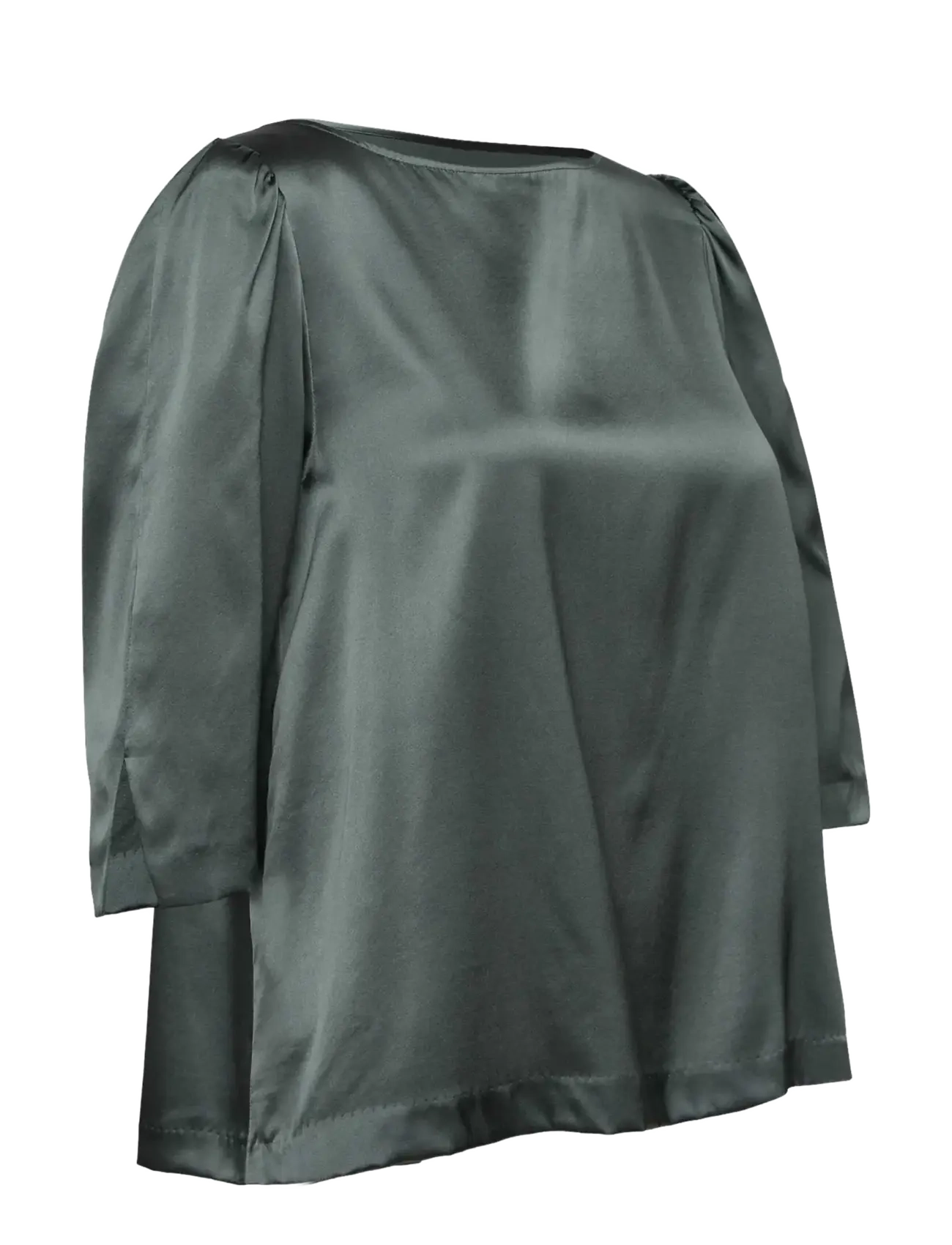 Rosemunde - RWJade Silk 3/4 S Boatneck Blouse - palaidinės trumpomis rankovėmis - balsam green - 3