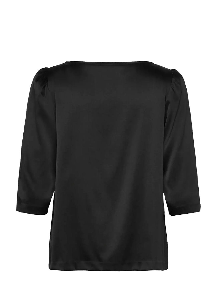 Rosemunde - RWJade Silk 3/4 S Boatneck Blouse - kurzärmelige blusen - black - 2