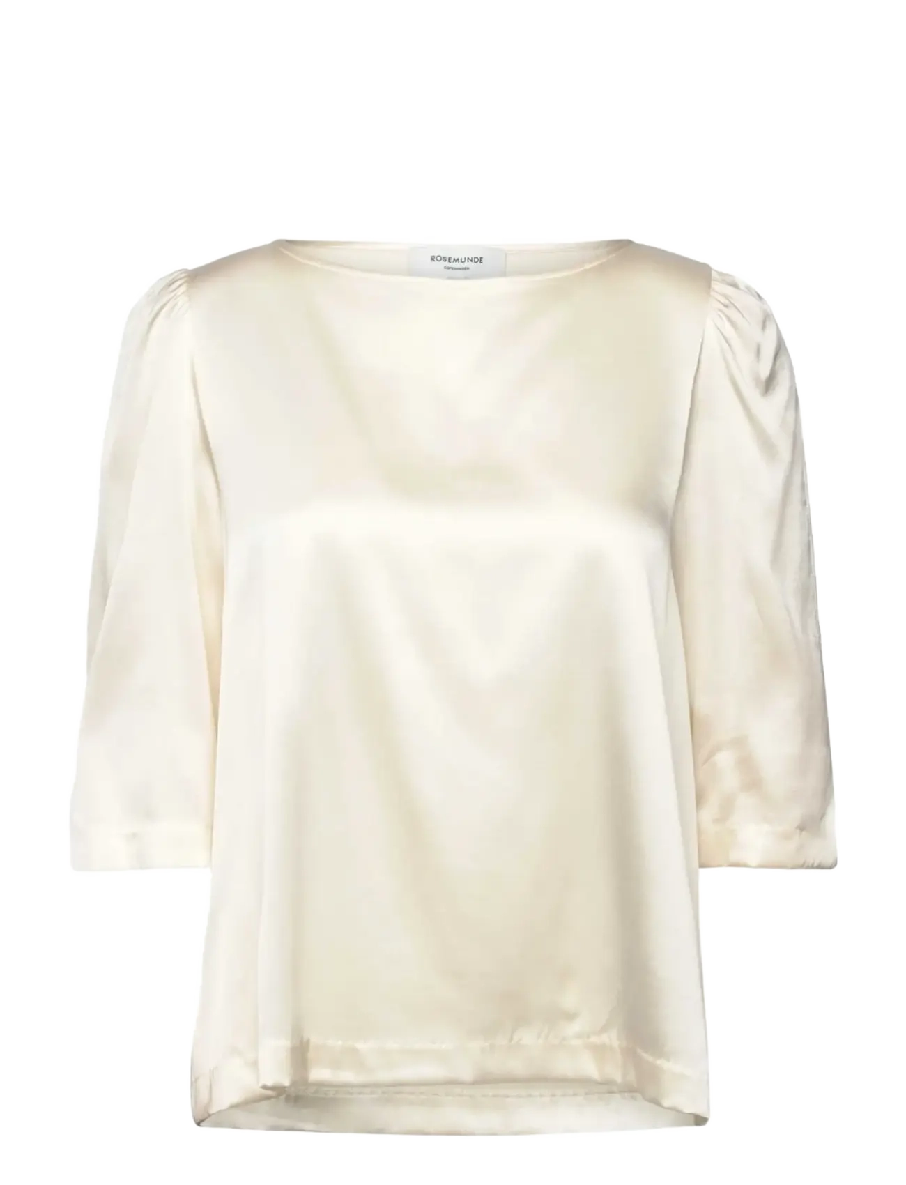 Rosemunde Rwjade Silk 3/4 S Boatneck Blouse, 42, Cream, Bluser > Kortærmede, Dame
