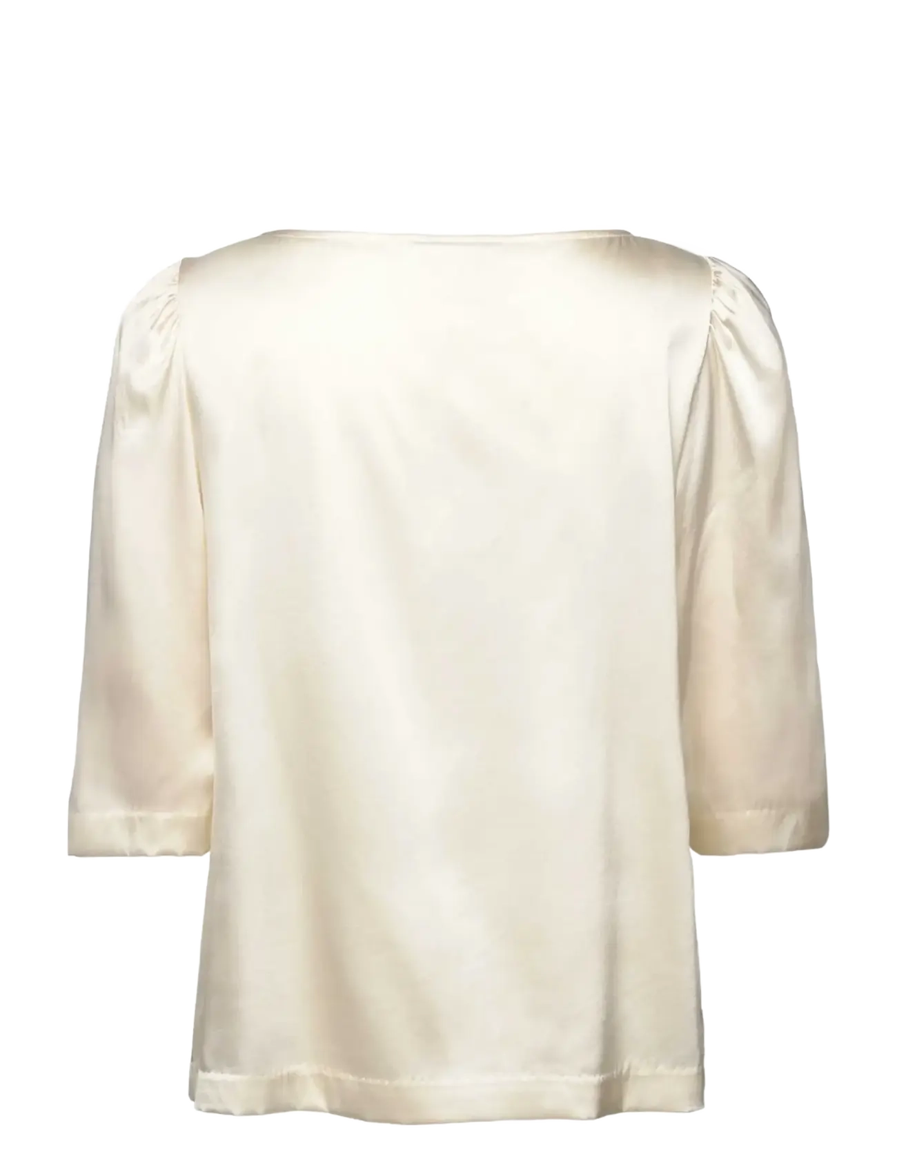 Rosemunde - RWJade Silk 3/4 S Boatneck Blouse - kurzärmelige blusen - ivory - 1