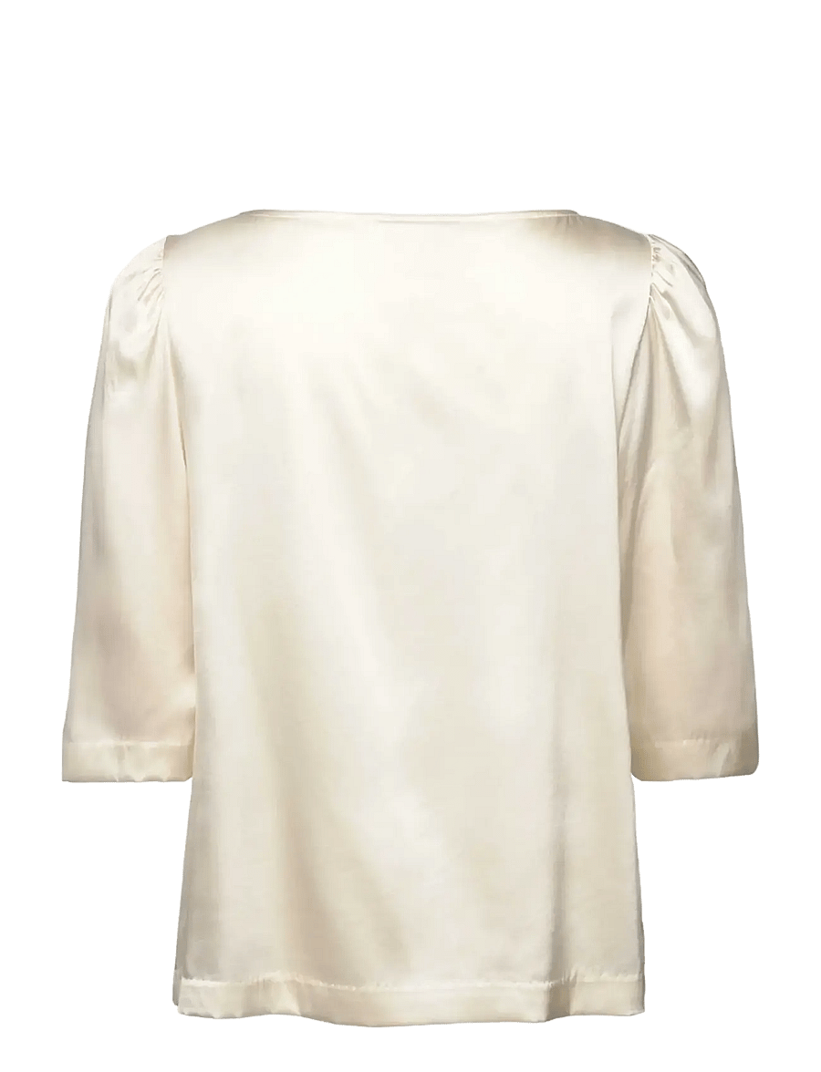 Rosemunde - RWJade Silk 3/4 S Boatneck Blouse - kurzärmelige blusen - ivory - 1