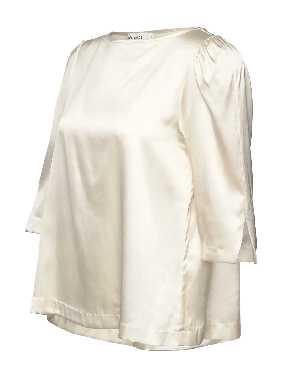 Rosemunde - RWJade Silk 3/4 S Boatneck Blouse - kurzärmelige blusen - ivory - 2