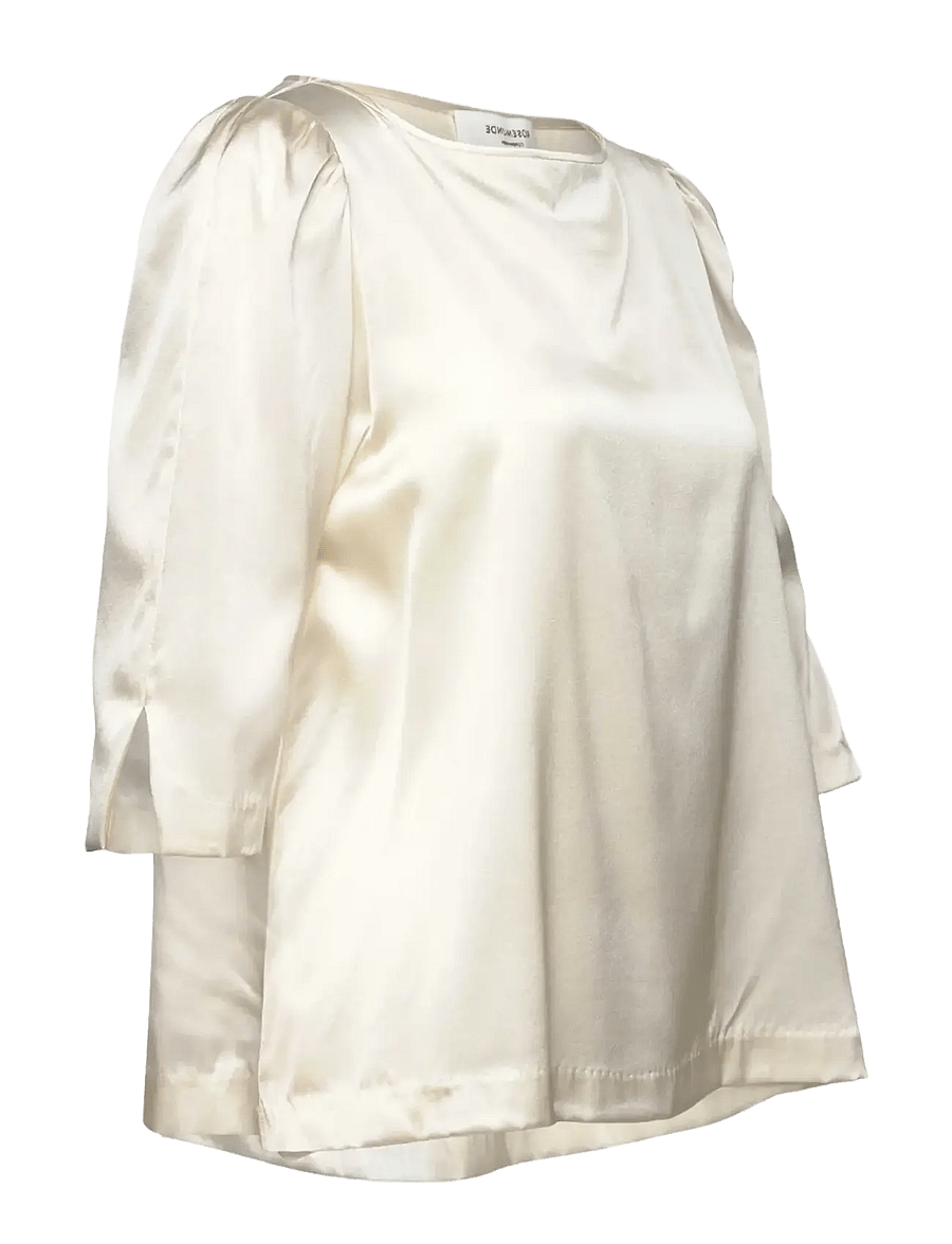 Rosemunde - RWJade Silk 3/4 S Boatneck Blouse - kurzärmelige blusen - ivory - 3