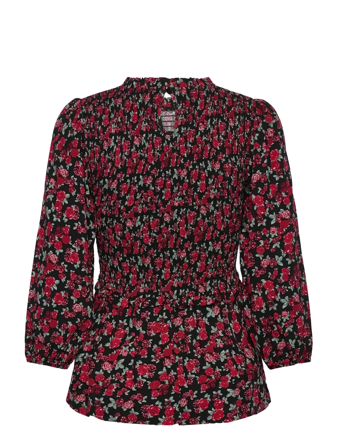 Rosemunde - RWElif 3/4 Smock Blouse - dark romantic rose print - 2