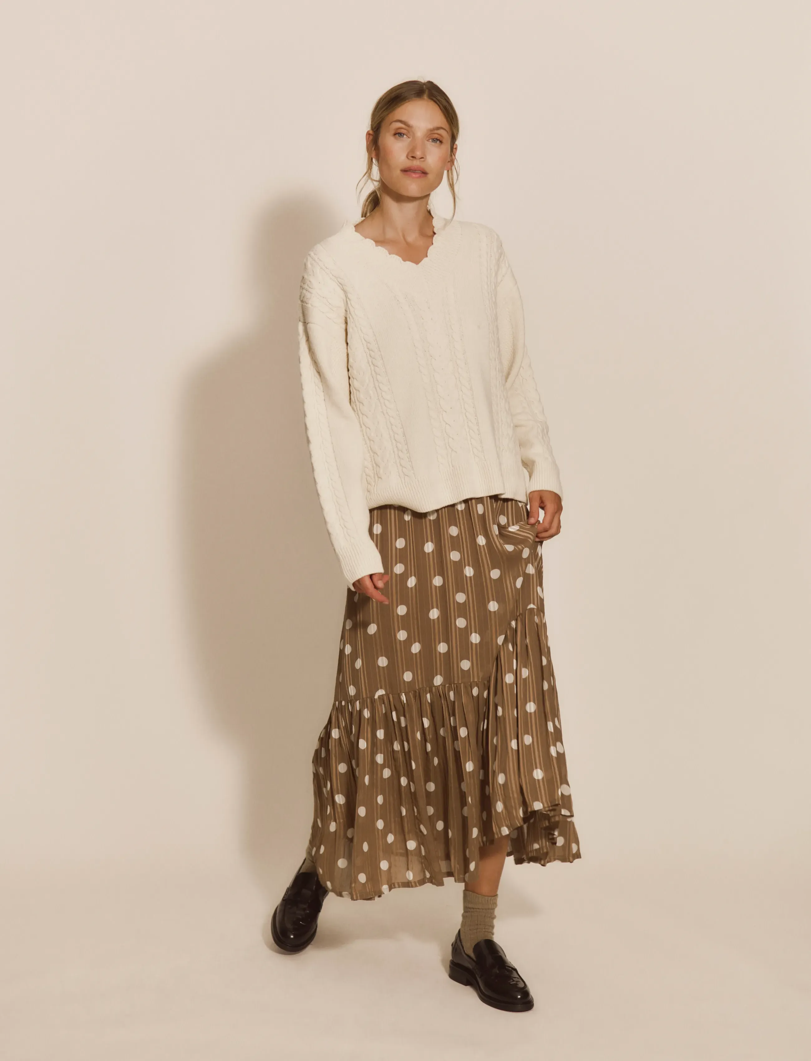 Rosemunde - RWAlexa LS Wool Blend V-neck Pullover - striktrøjer - ivory - 3